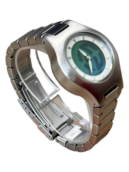 Fossil Big Tic Watch Wrist Green Dial 2001 - cloakerstore