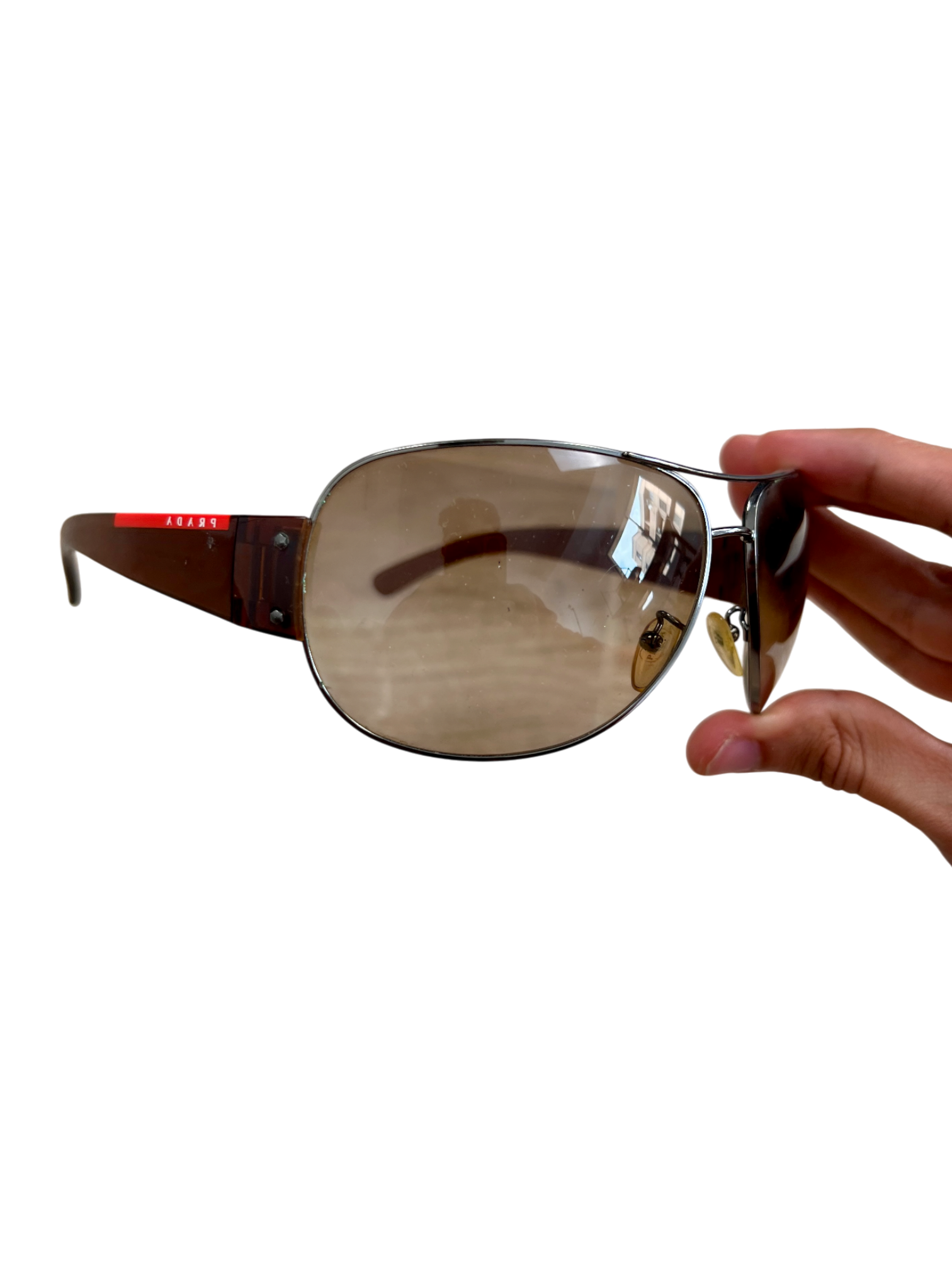Prada Luna Rossa Sunglasses Brown Shield Mask Brown - cloakerstore