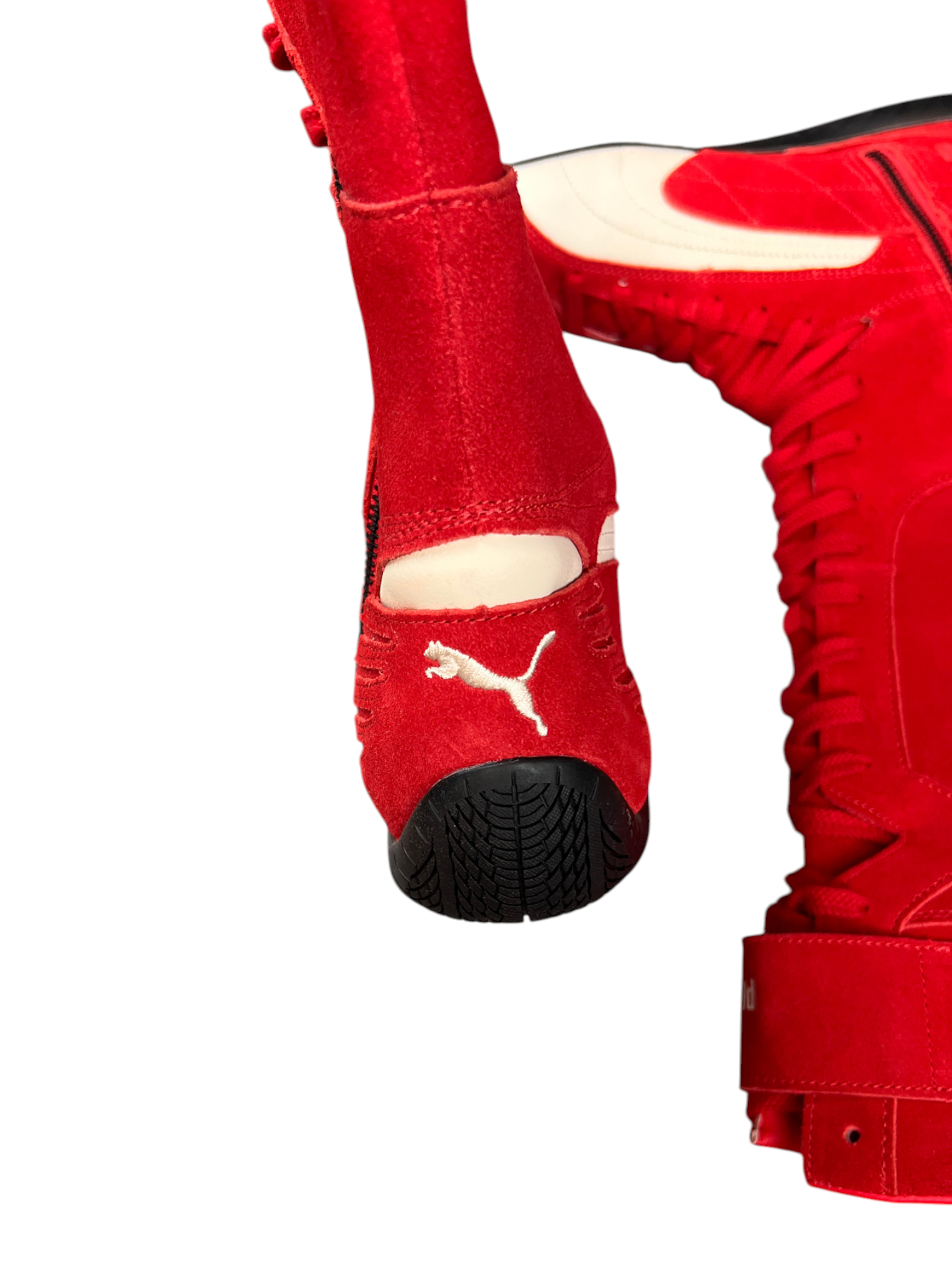 Puma Speedcat Boot Wns in For All Time Red - rear of the shaft and the Puma cat logo