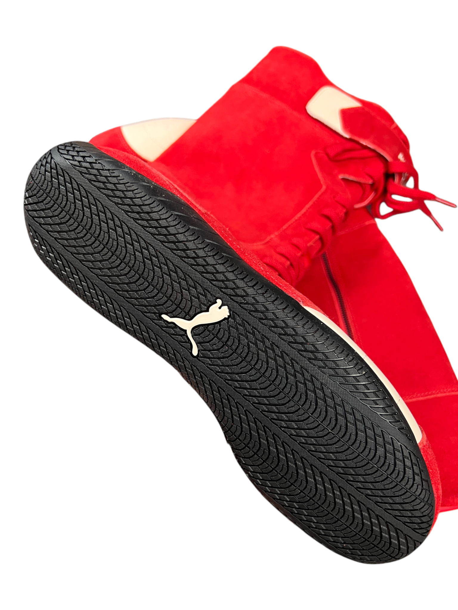 Puma Speedcat Boot Wns in For All Time Red - outsole with the Puma cat logo