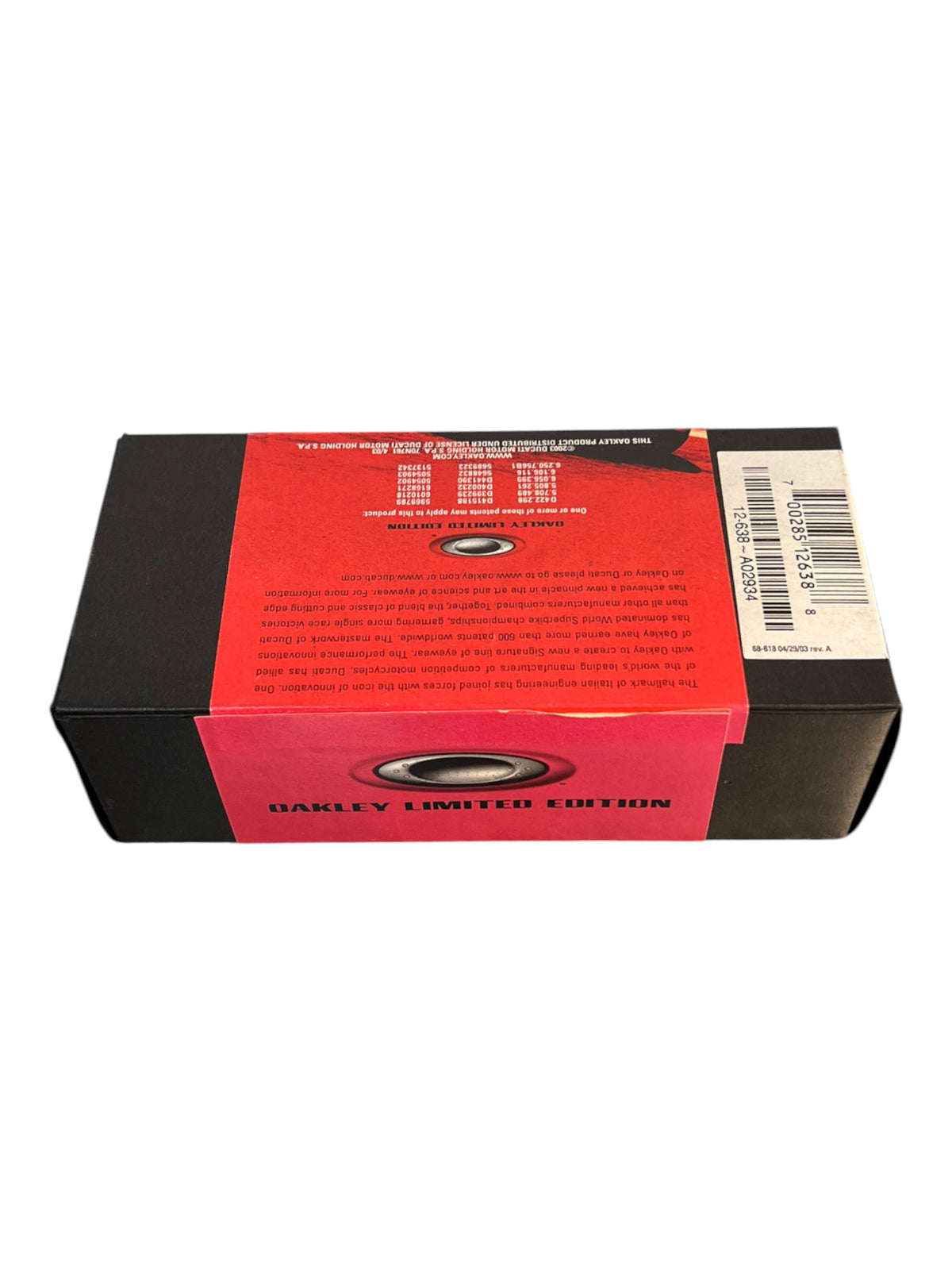 Oakley Valve Ducati 12-638 box with original UV index 3 retail sticker - photo 14 of 18