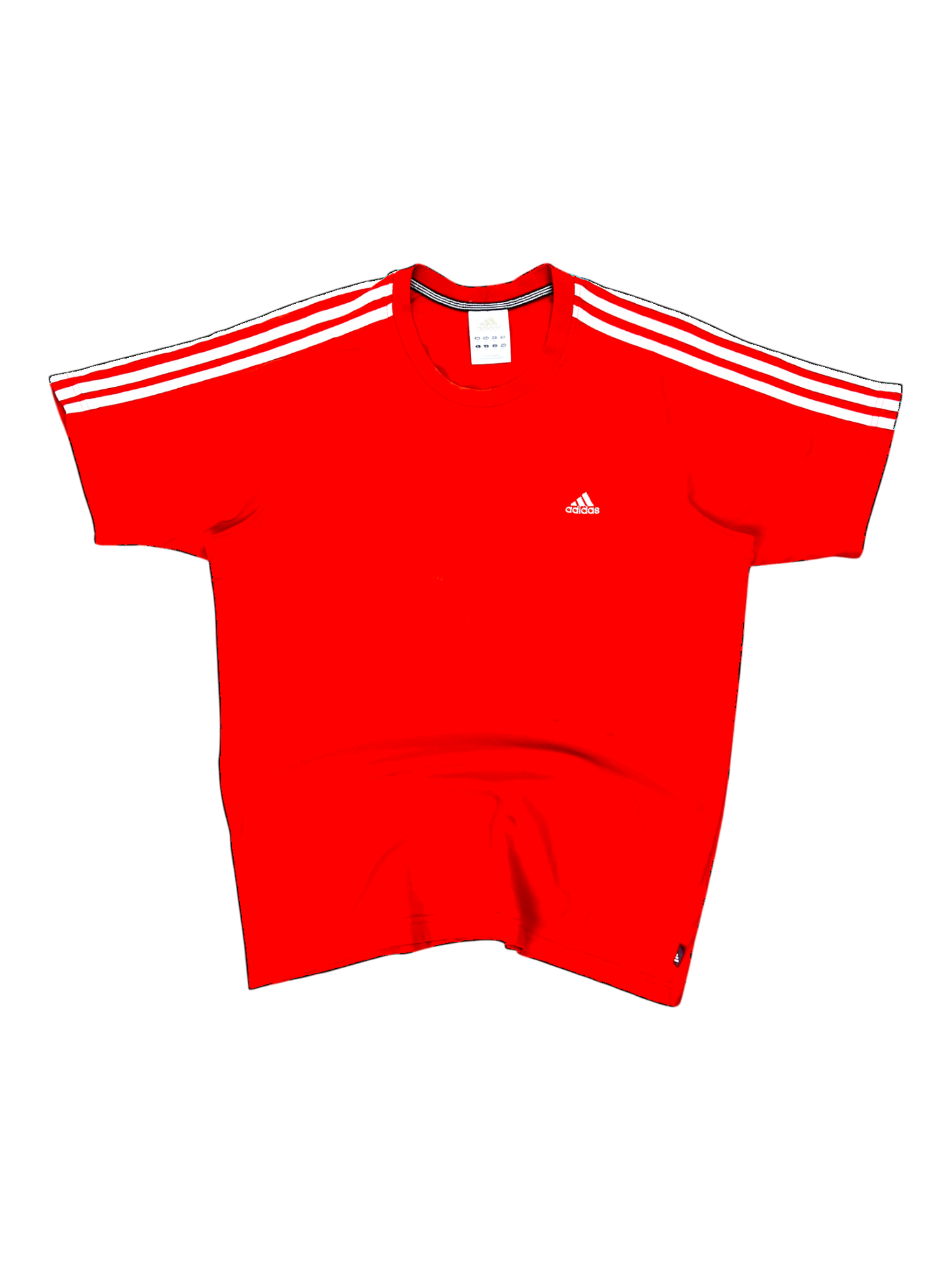 Adidas T-shirt 3 Stripes Embroidery Vintage 2007 Red