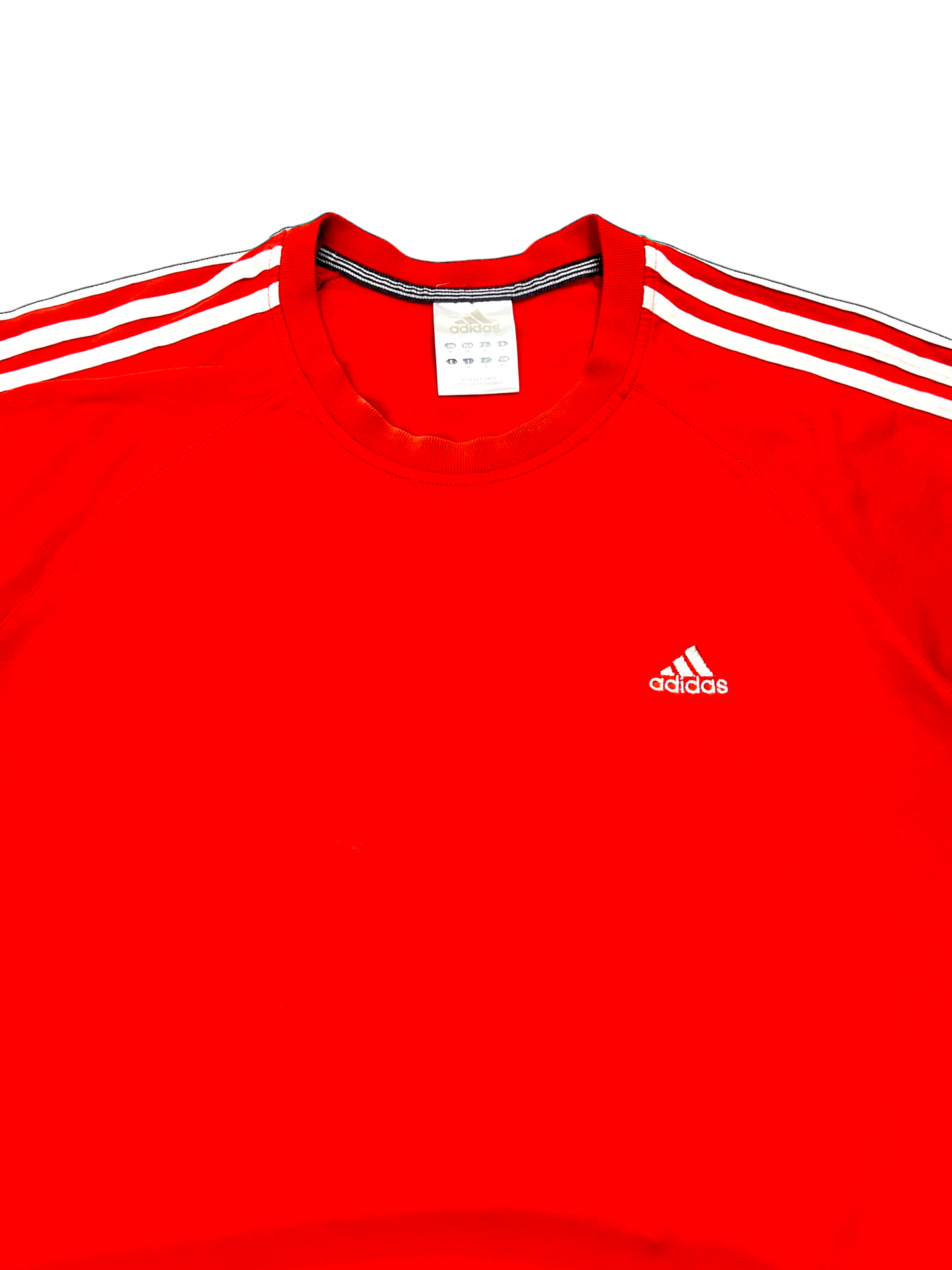 Adidas T-shirt 3 Stripes Embroidery Vintage 2007 Red