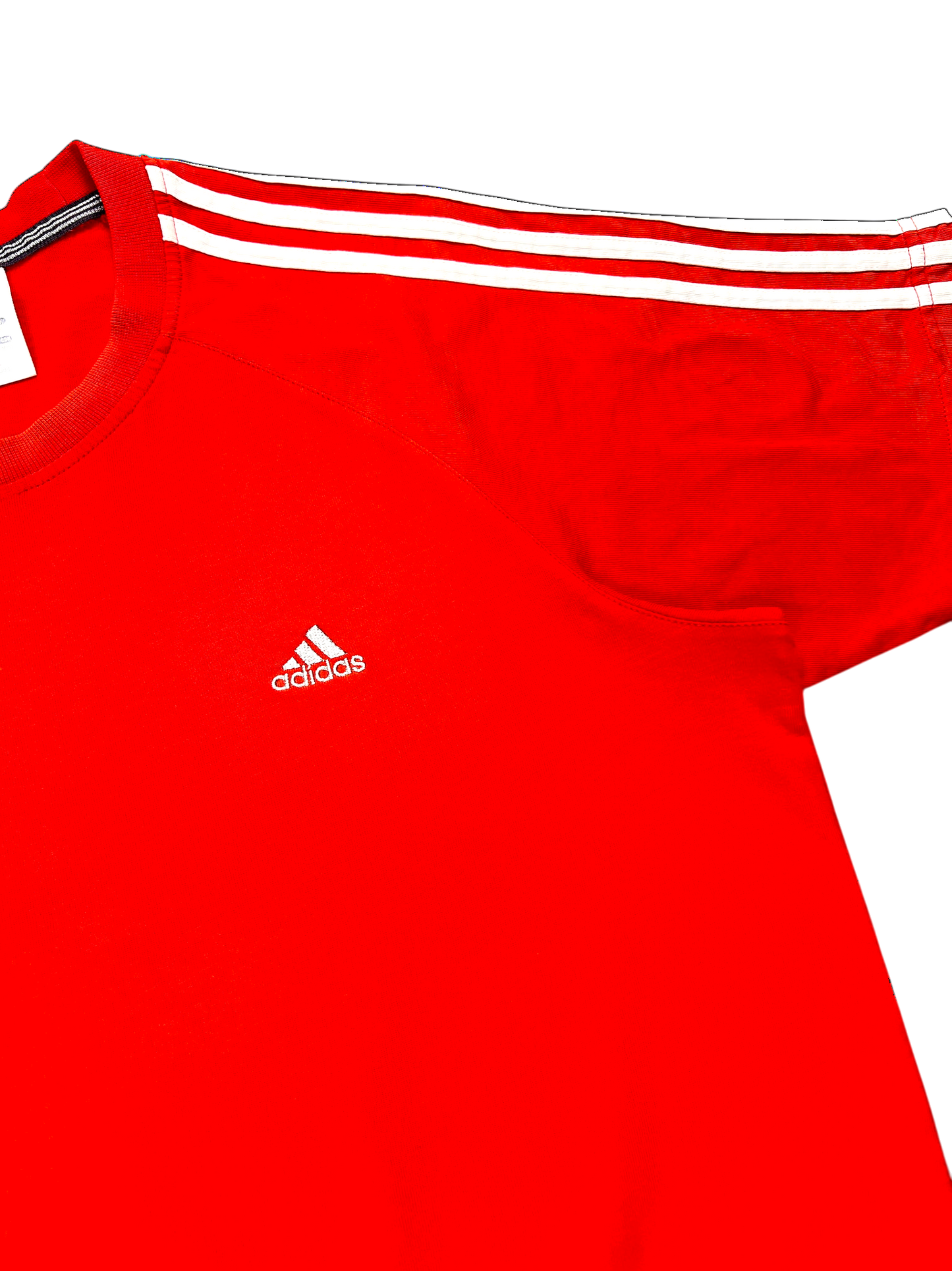 Adidas T-shirt 3 Stripes Embroidery Vintage 2007 Red