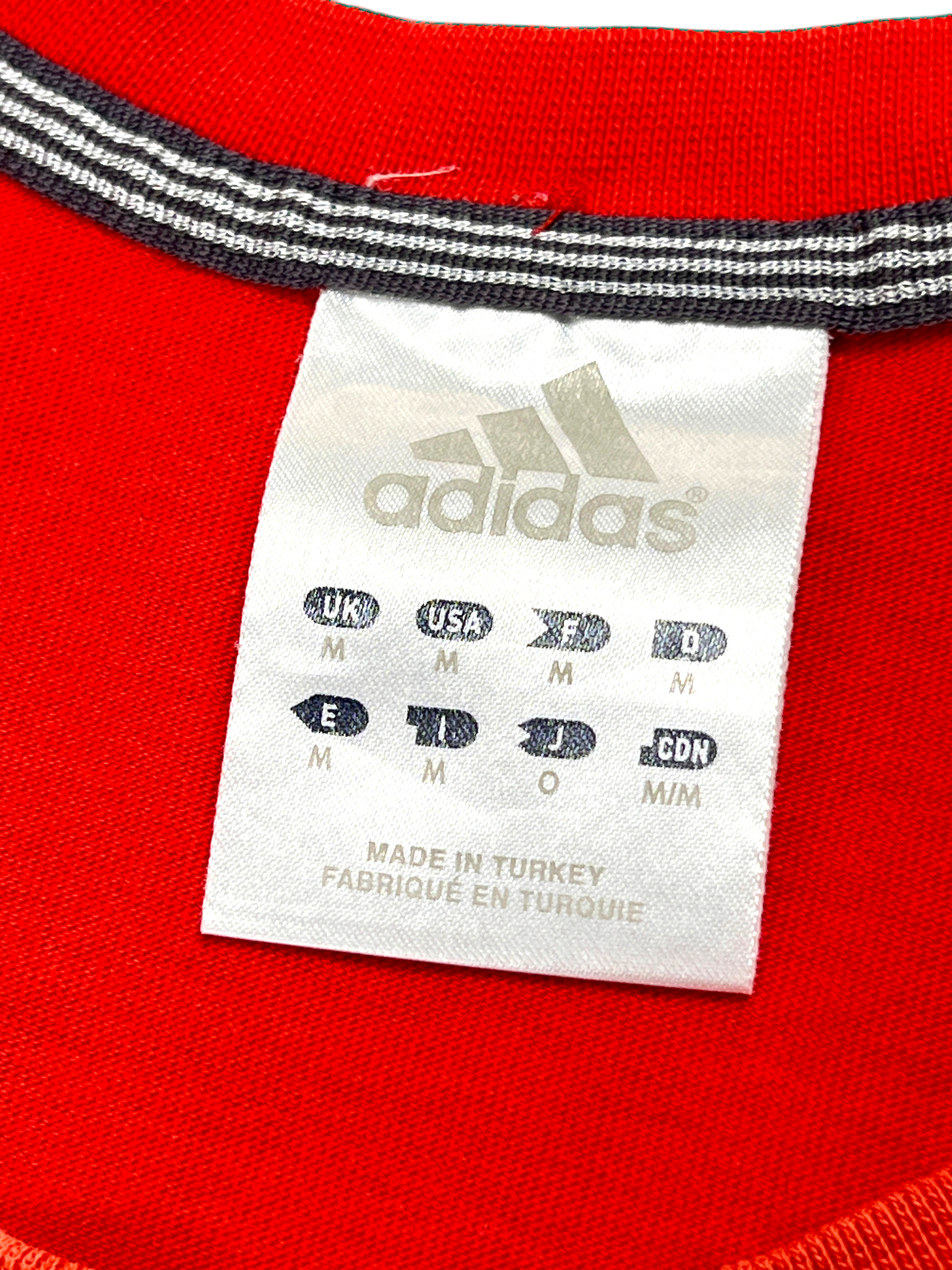 Adidas T-shirt 3 Stripes Embroidery Vintage 2007 Red