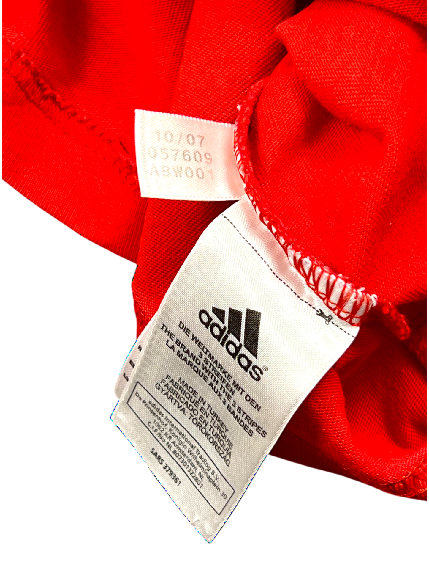 Adidas T-shirt 3 Stripes Embroidery Vintage 2007 Red