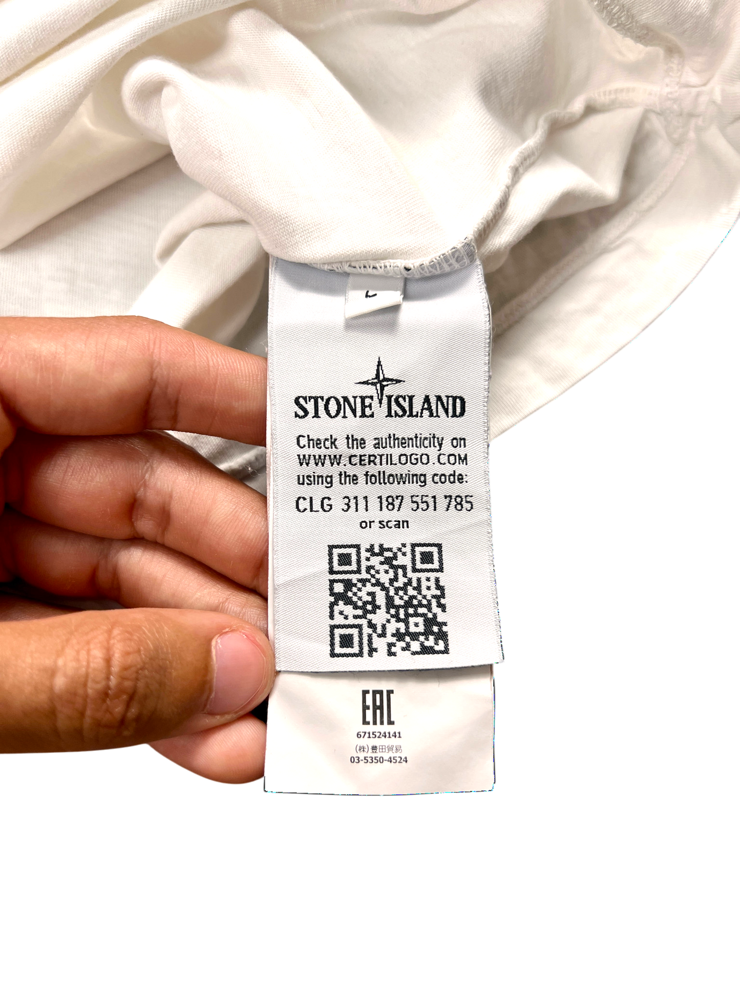 Stone Island T-shirt White Logo Patch Authentic