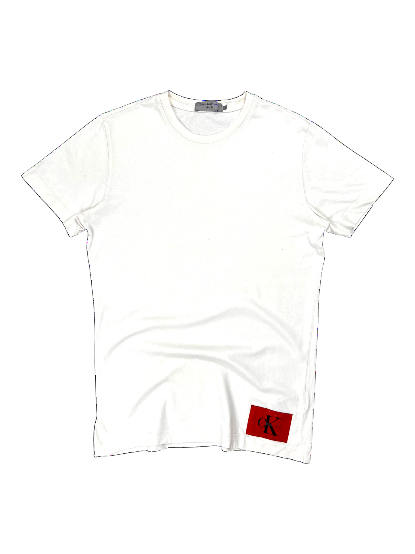 Calvin Klein Jeans T-shirt Slim Fit White Big Logo Patch