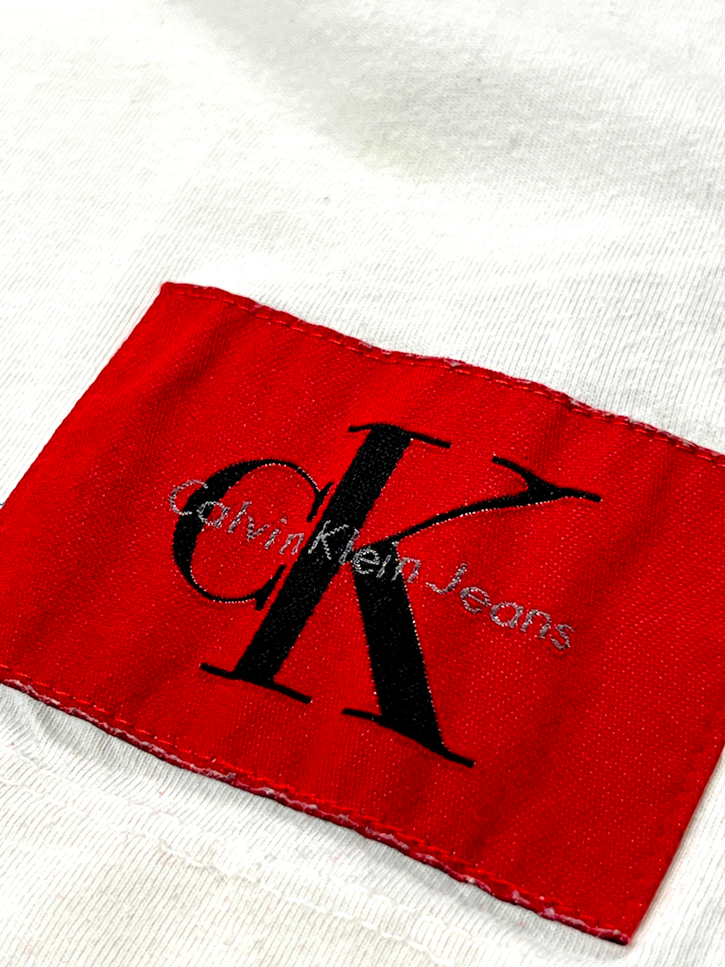 Calvin Klein Jeans T-shirt Slim Fit White Big Logo Patch