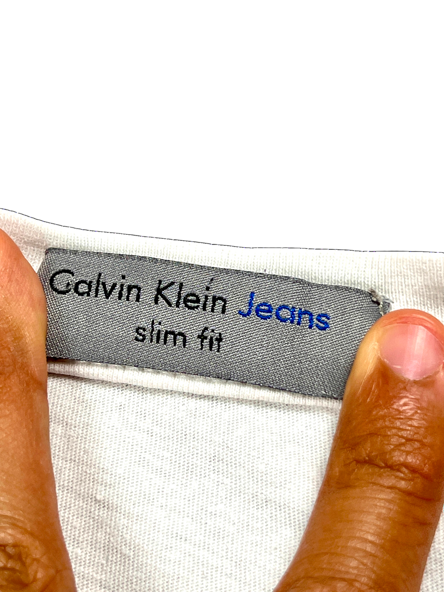 Calvin Klein Jeans T-shirt Slim Fit White Big Logo Patch