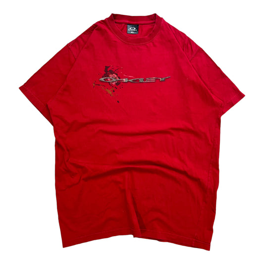Oakley Vintage T-shirt Heavy Weight Red Big Logo Premium - cloakerstore