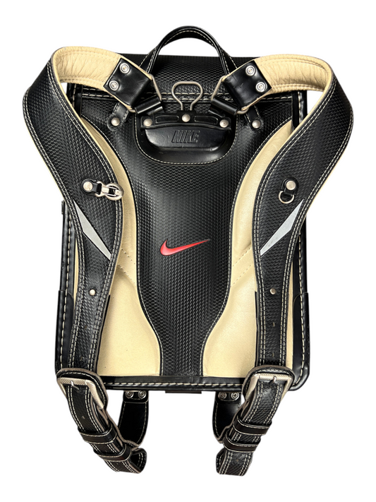 Nike Randoseru black and cream, red Swoosh - harness side with padded shoulder straps