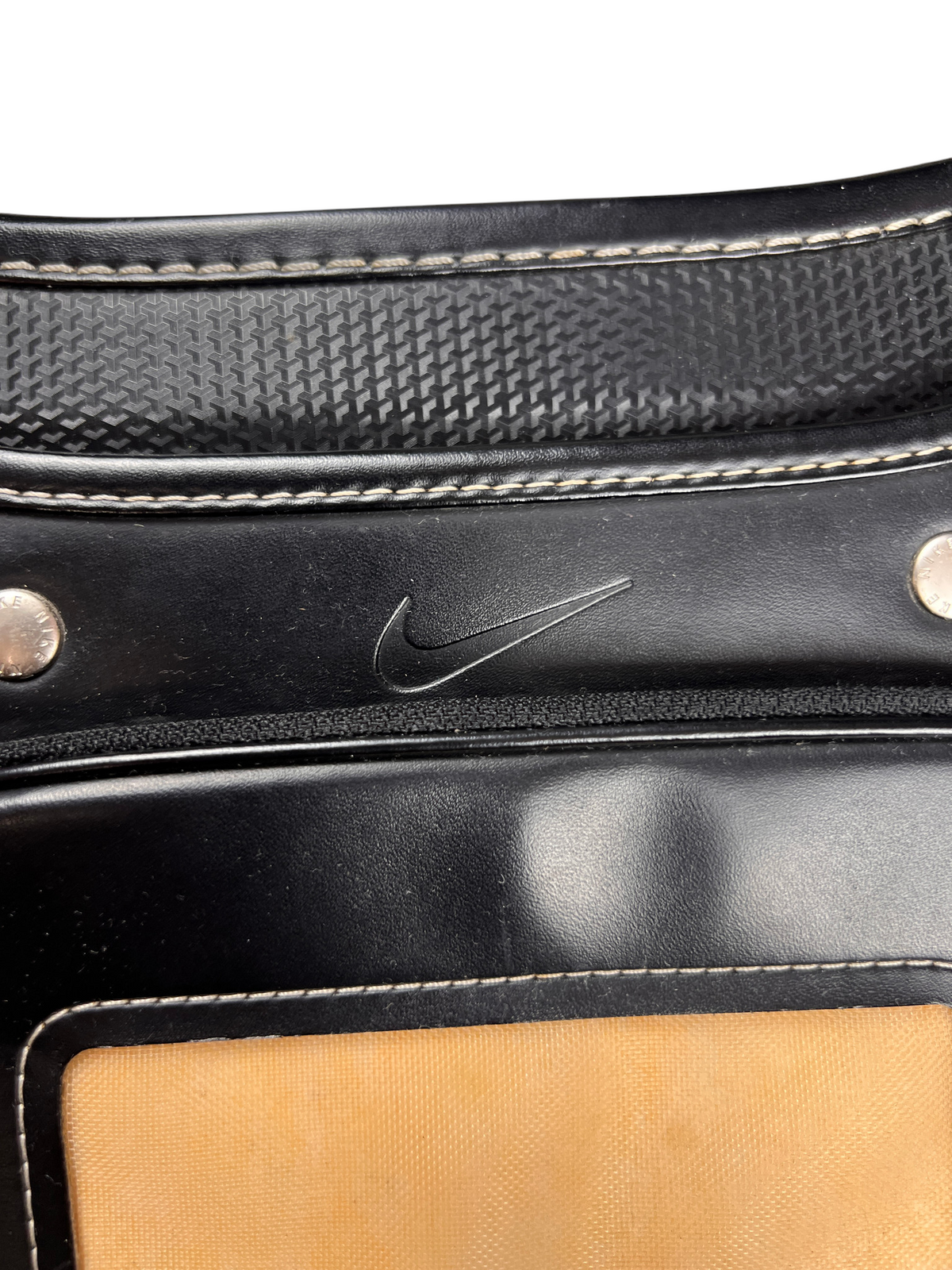 Nike Randoseru black and cream, red Swoosh - inner edge with the Swoosh beside the trim