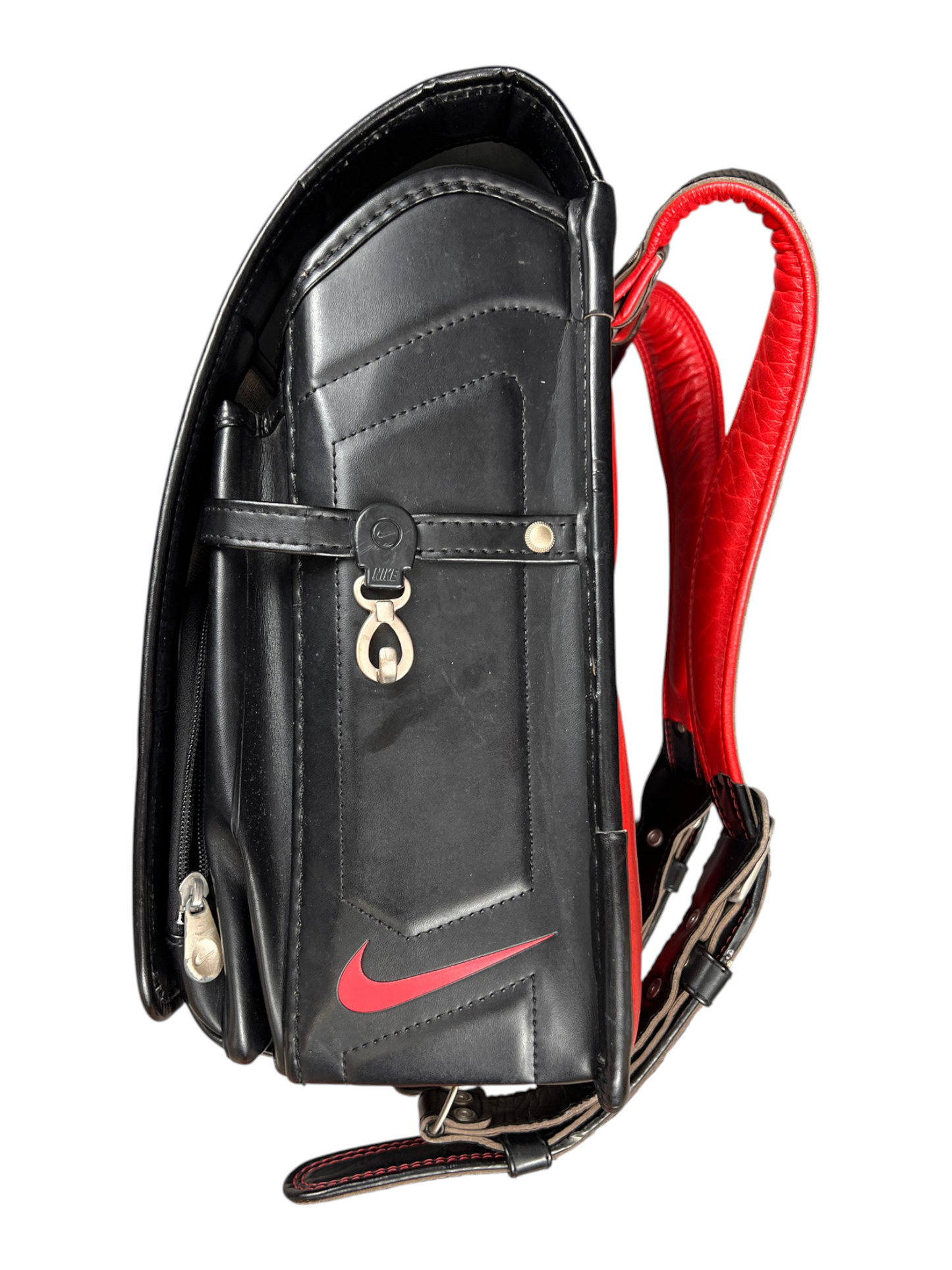 Nike Randoseru black and red - side profile with the flap closed