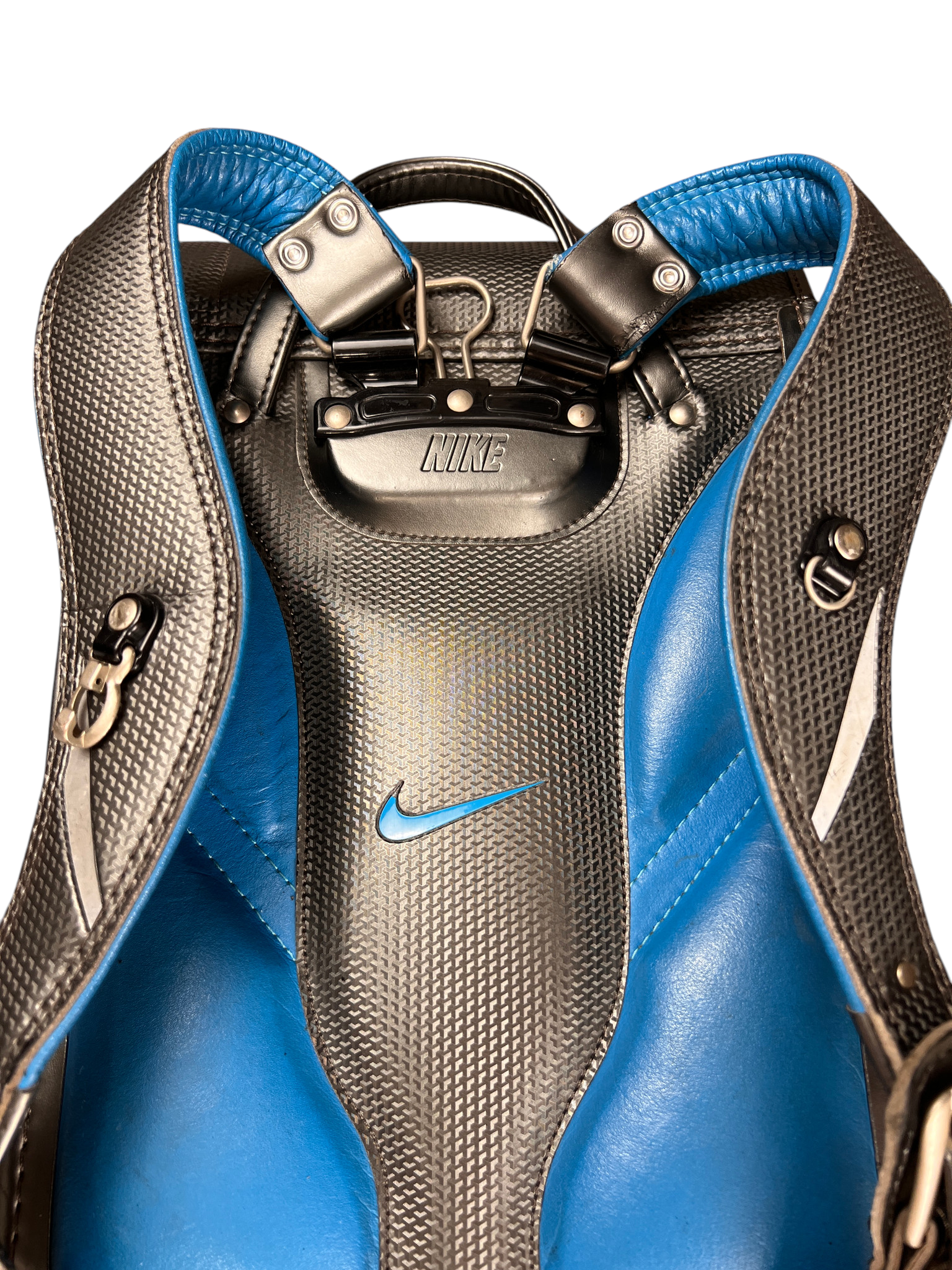 Nike Randoseru metallic charcoal and blue - blue Swoosh on the charcoal panel