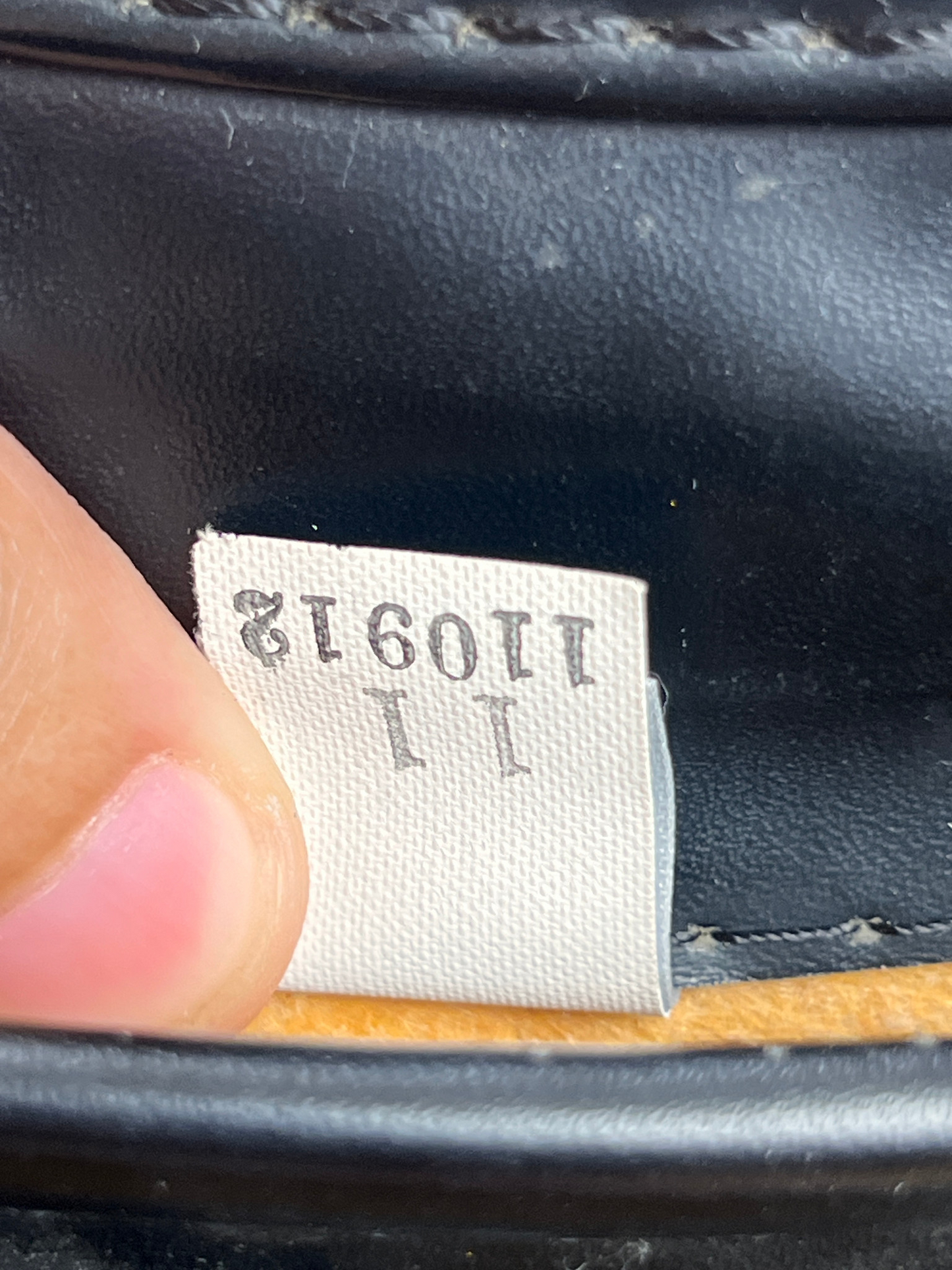 Nike Randoseru black and cream, blue Swoosh - label detail inside the flap