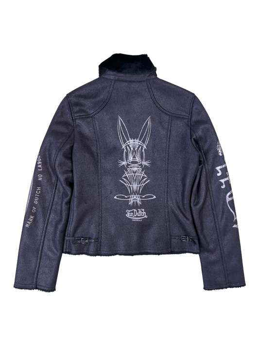 Von Dutch Biker Jacket Vintage Black Wine