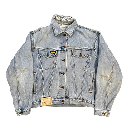 Avirex Vintage Denim Jacket Distressed Baggy - cloakerstore