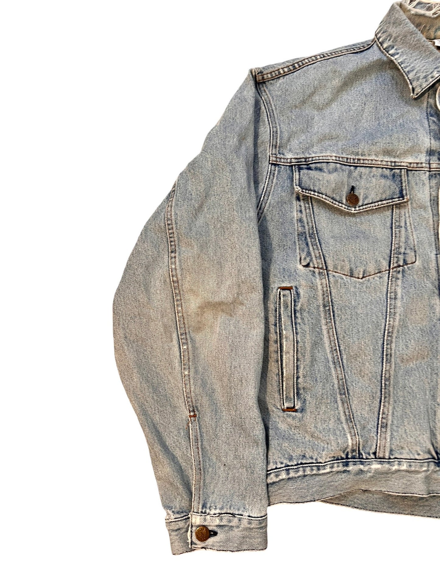 Avirex Vintage Denim Jacket Distressed Baggy - cloakerstore