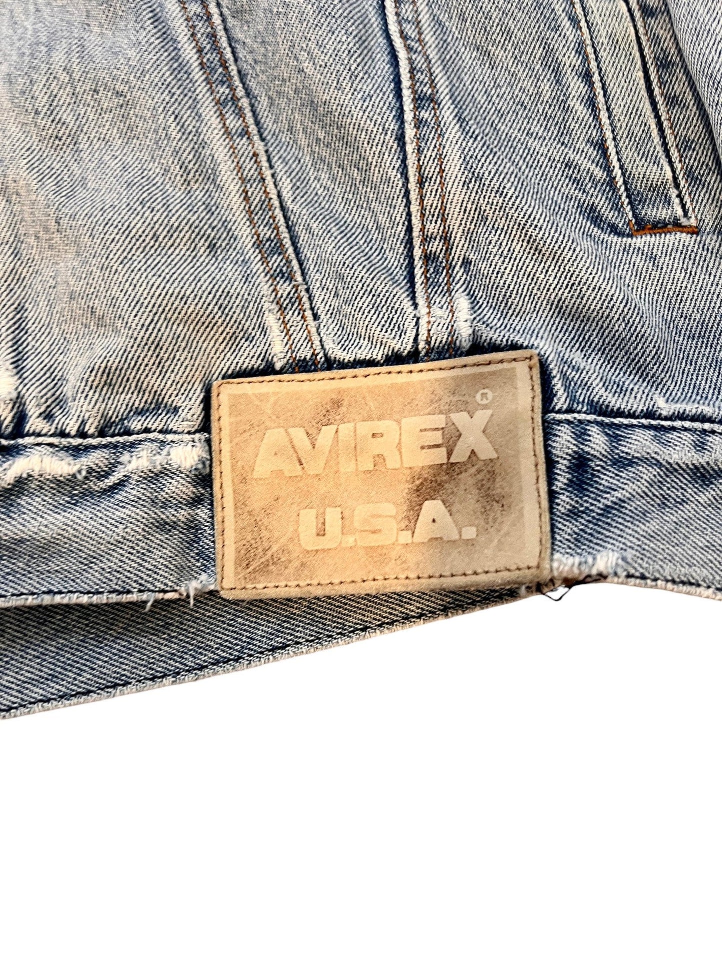 Avirex Vintage Denim Jacket Distressed Baggy - cloakerstore