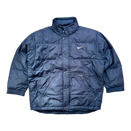 90's Nike Puffer Jacket Dark Blue - cloakerstore