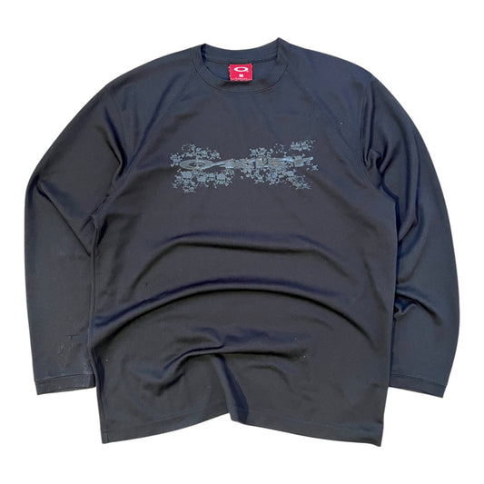 00's Oakley Long Sleeve Black Sport Skull Logo - cloakerstore