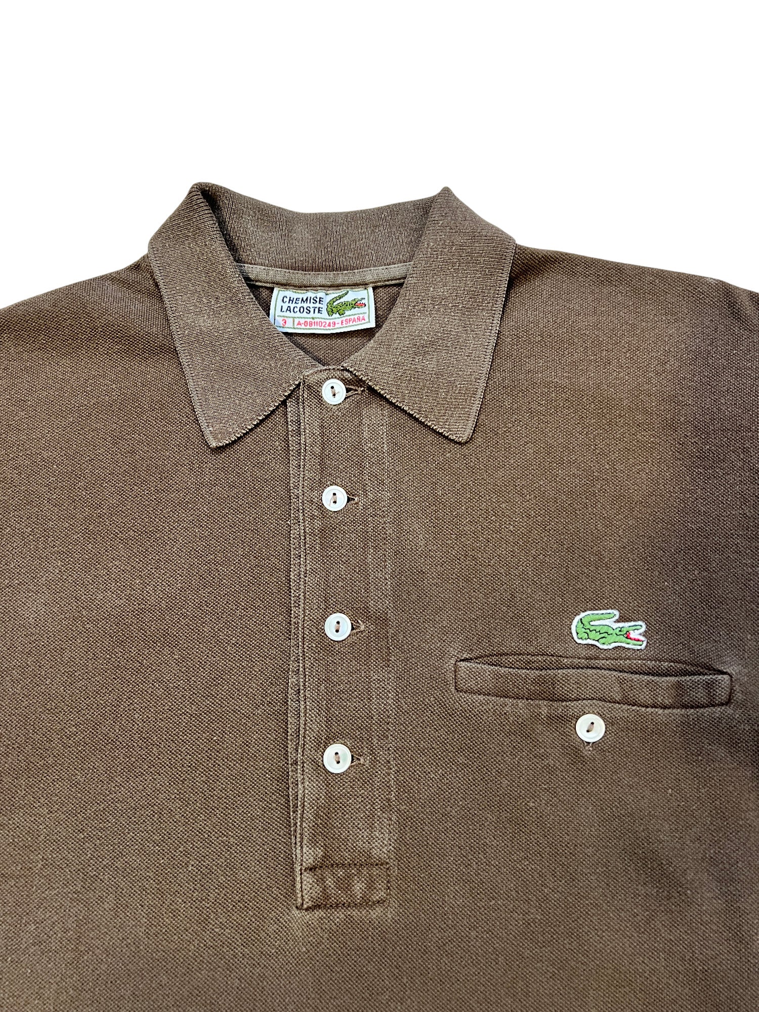 90's Lacoste Polo Vintage Pocket Brown 1/4 Buttons - cloakerstore