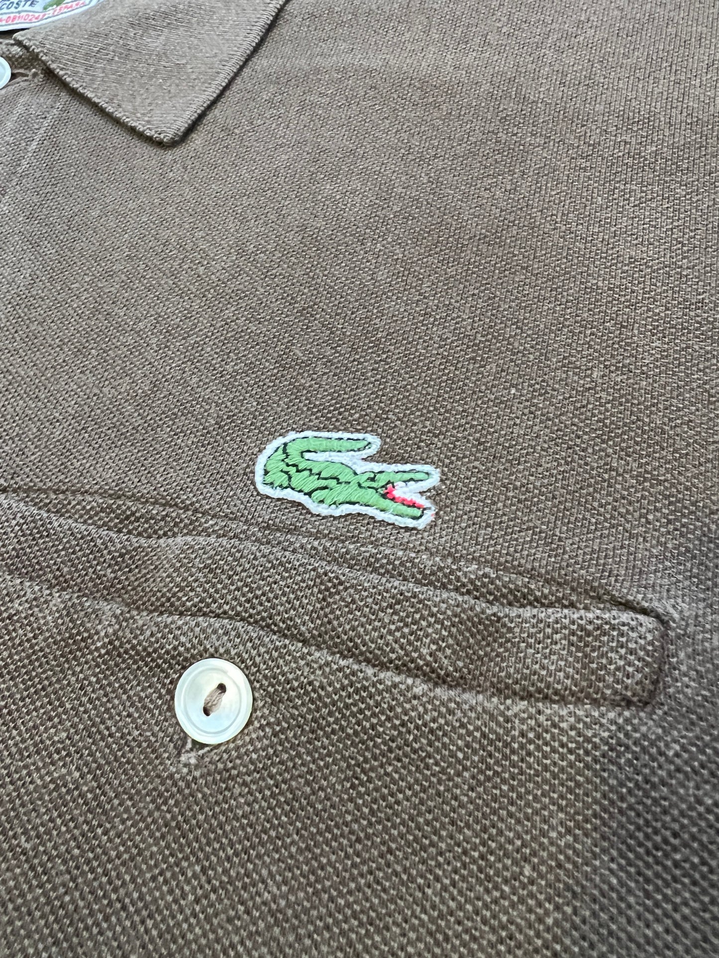 90's Lacoste Polo Vintage Pocket Brown 1/4 Buttons - cloakerstore