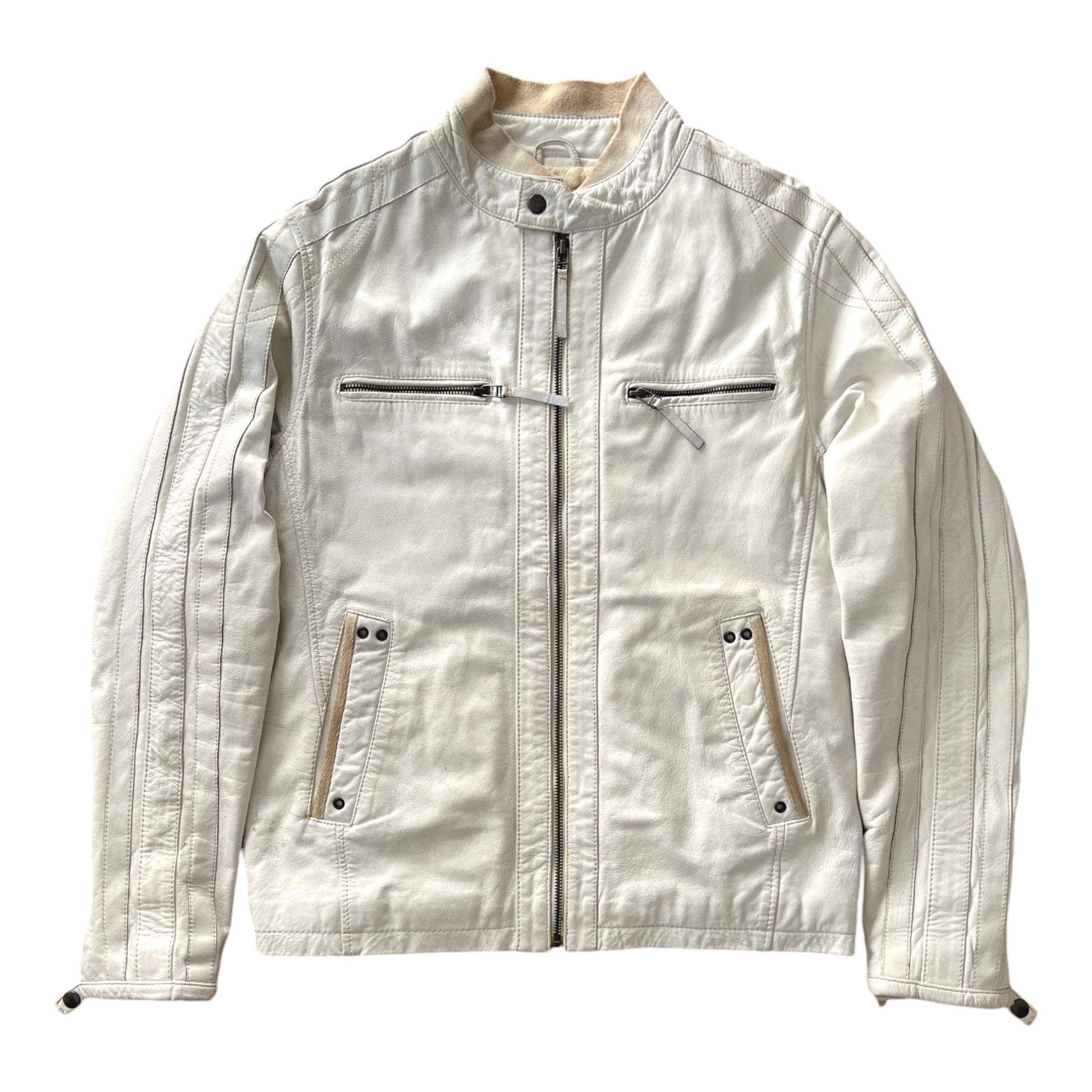 Leather Jacket White Japan Style - cloakerstore