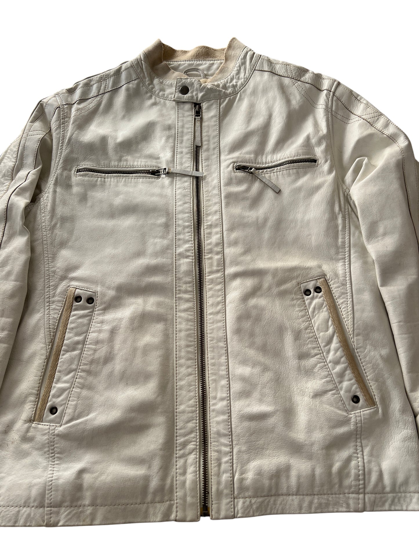 Leather Jacket White Japan Style - cloakerstore