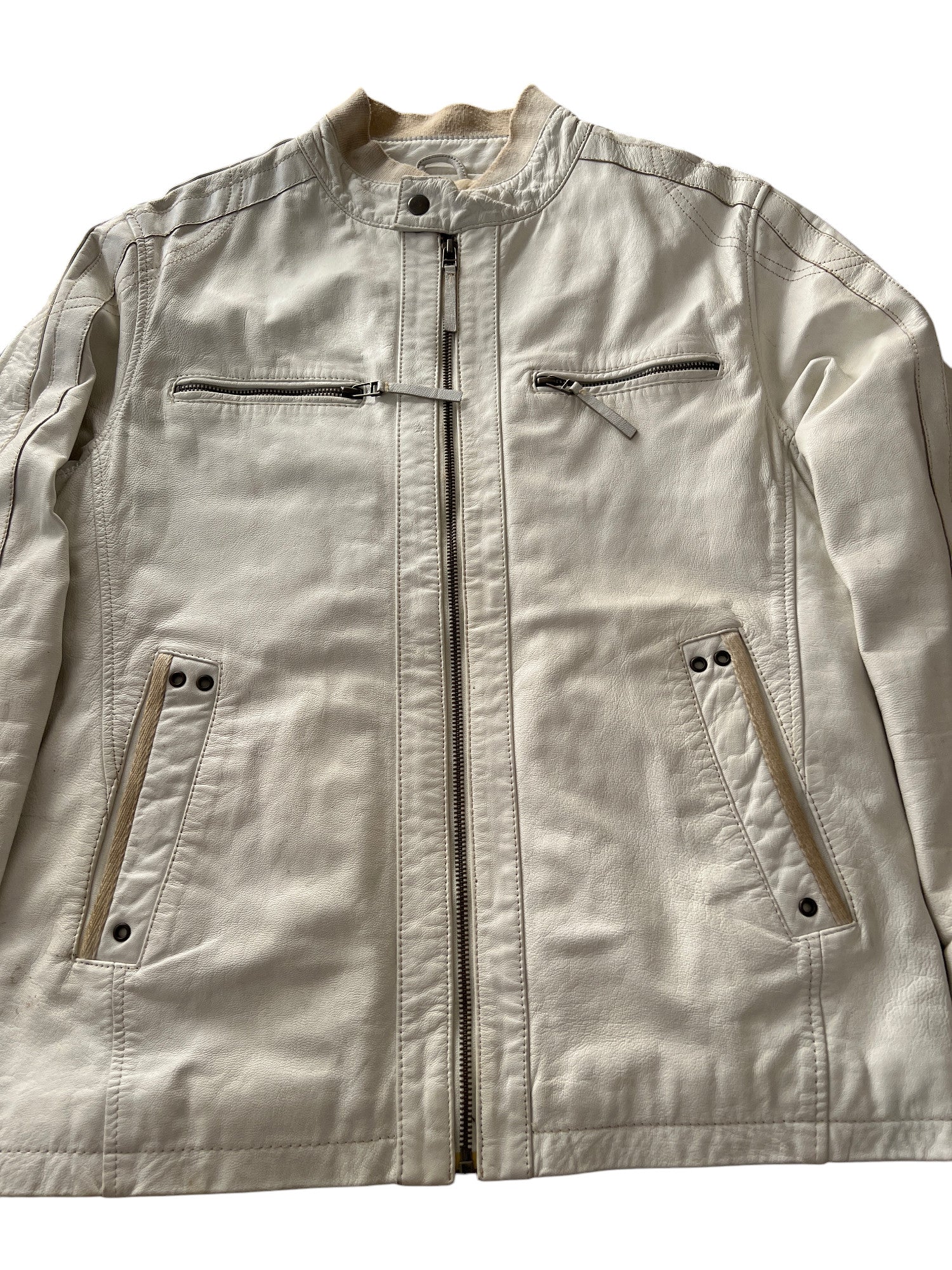 Leather Jacket White Japan Style - cloakerstore