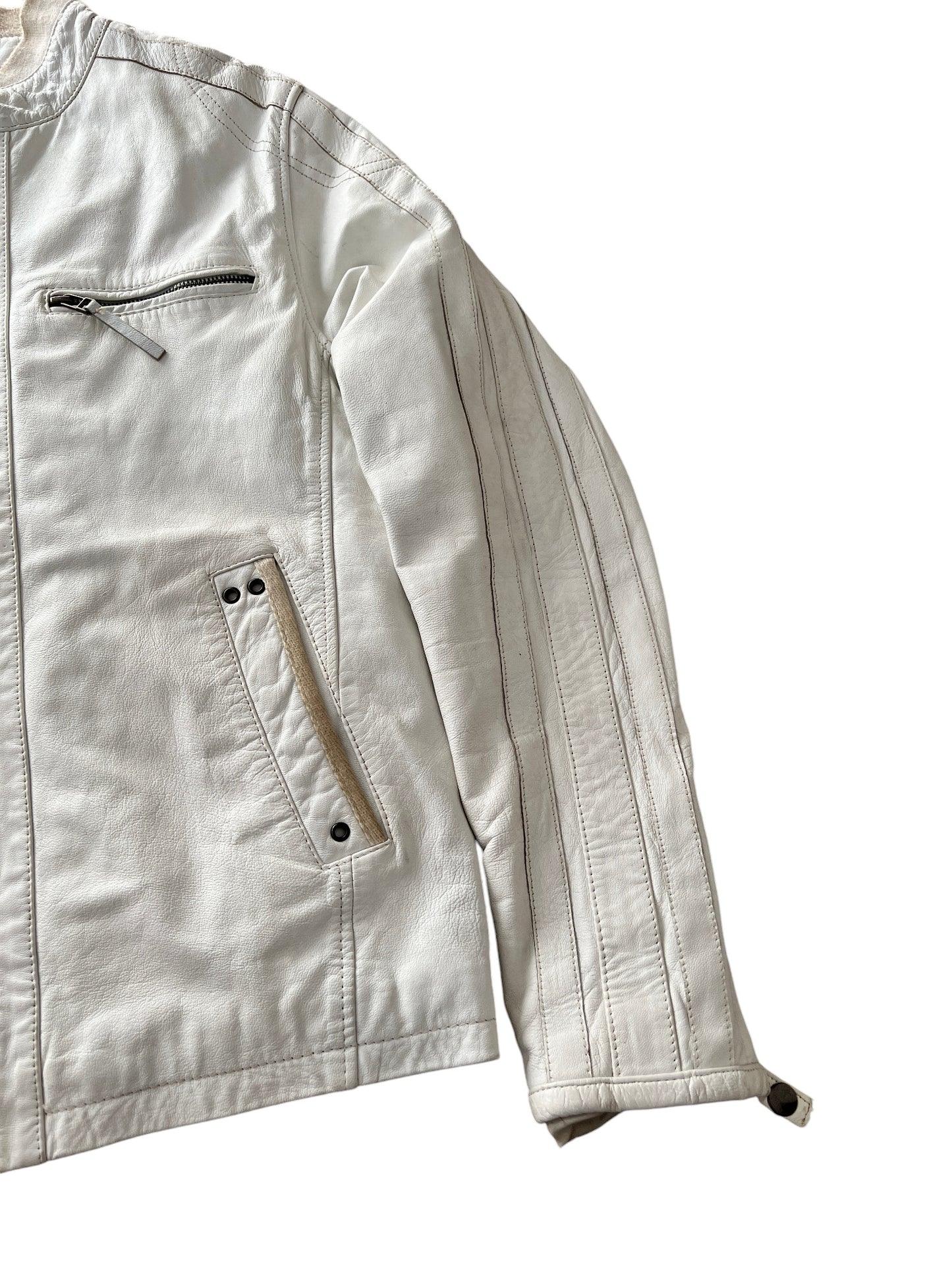 Leather Jacket White Japan Style - cloakerstore