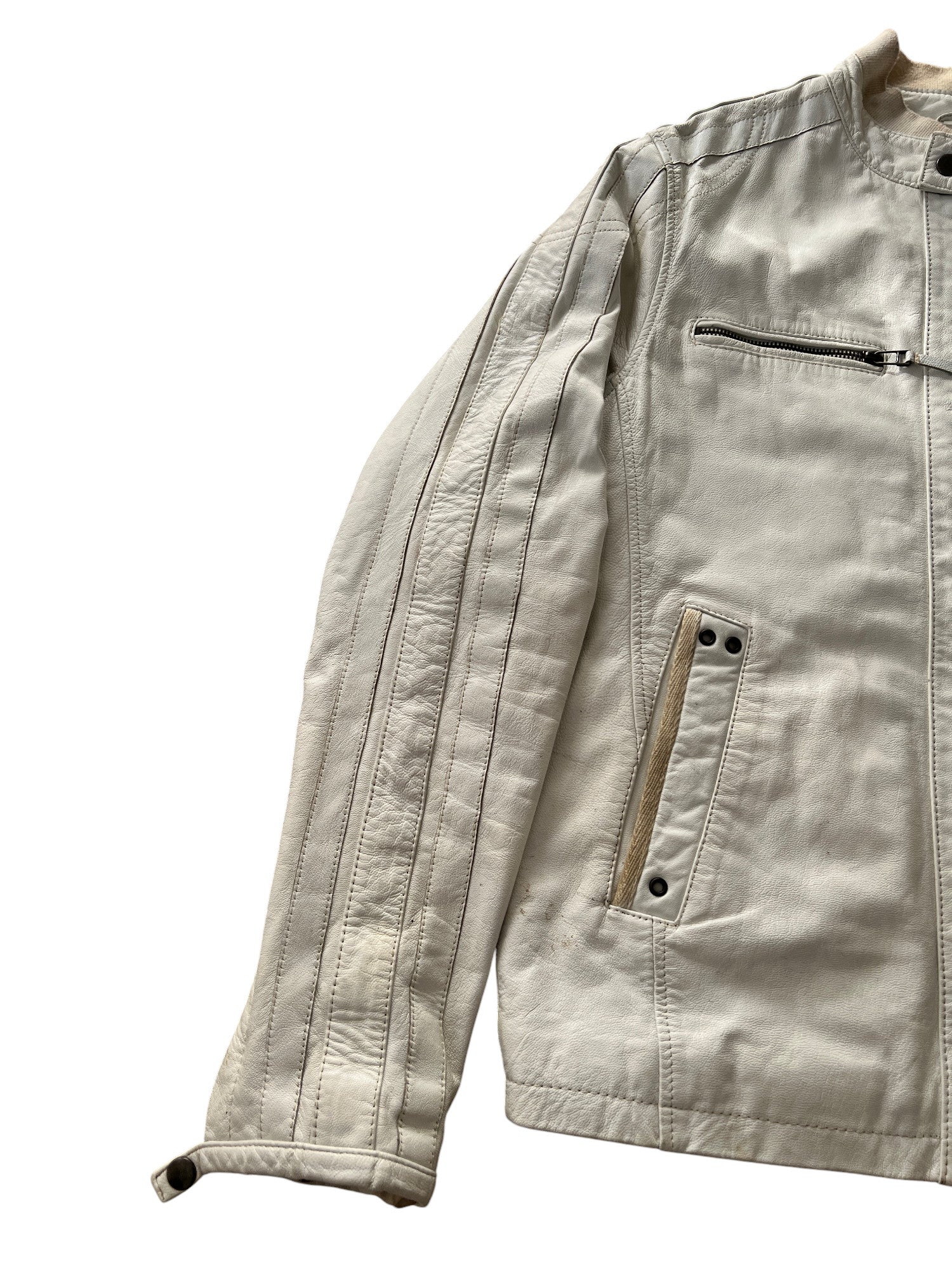 Leather Jacket White Japan Style - cloakerstore