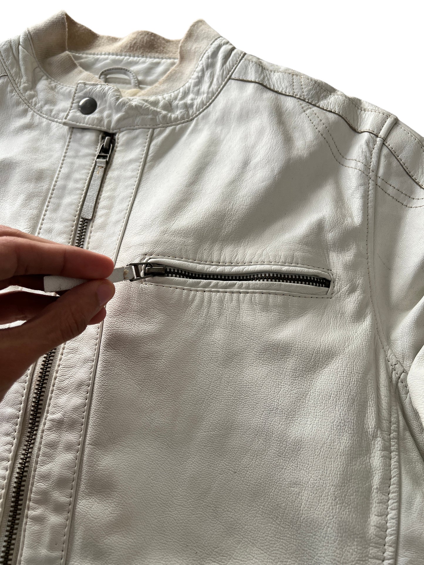 Leather Jacket White Japan Style - cloakerstore