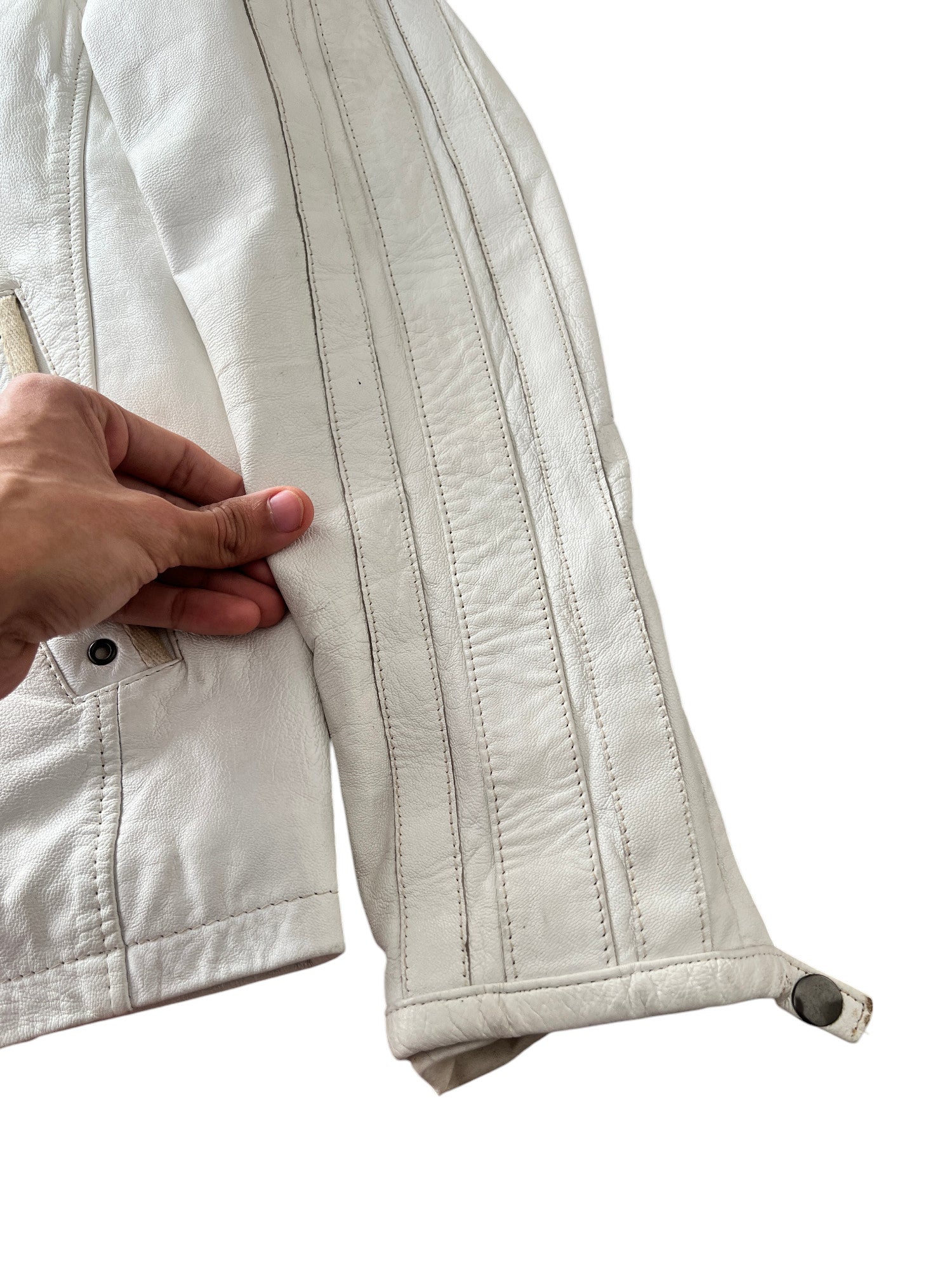 Leather Jacket White Japan Style - cloakerstore