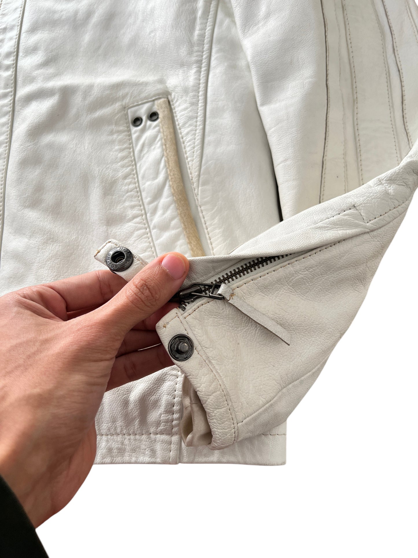 Leather Jacket White Japan Style - cloakerstore