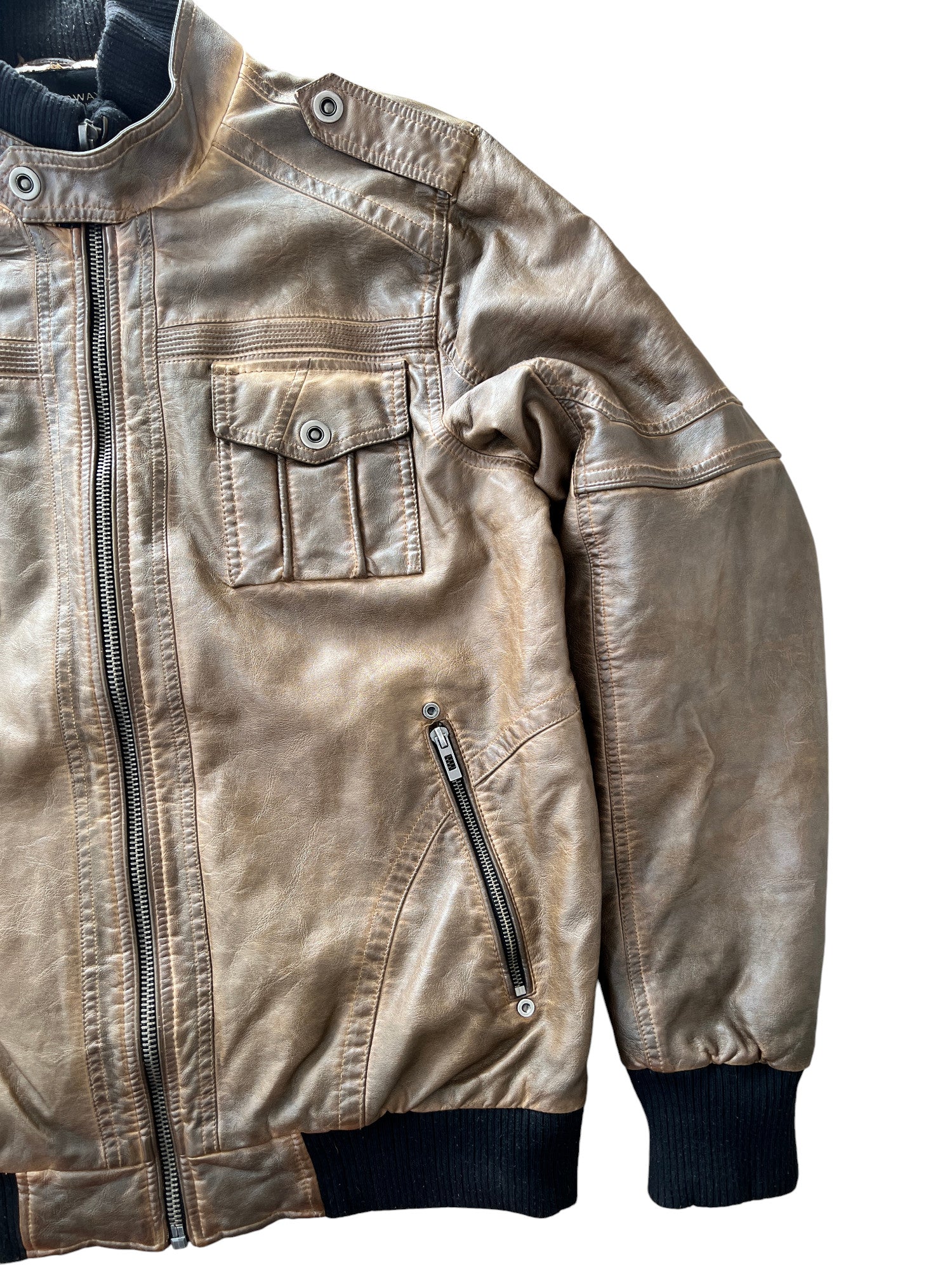 00's Brown Bomber Jacket Vintage Sun Fade Style - cloakerstore