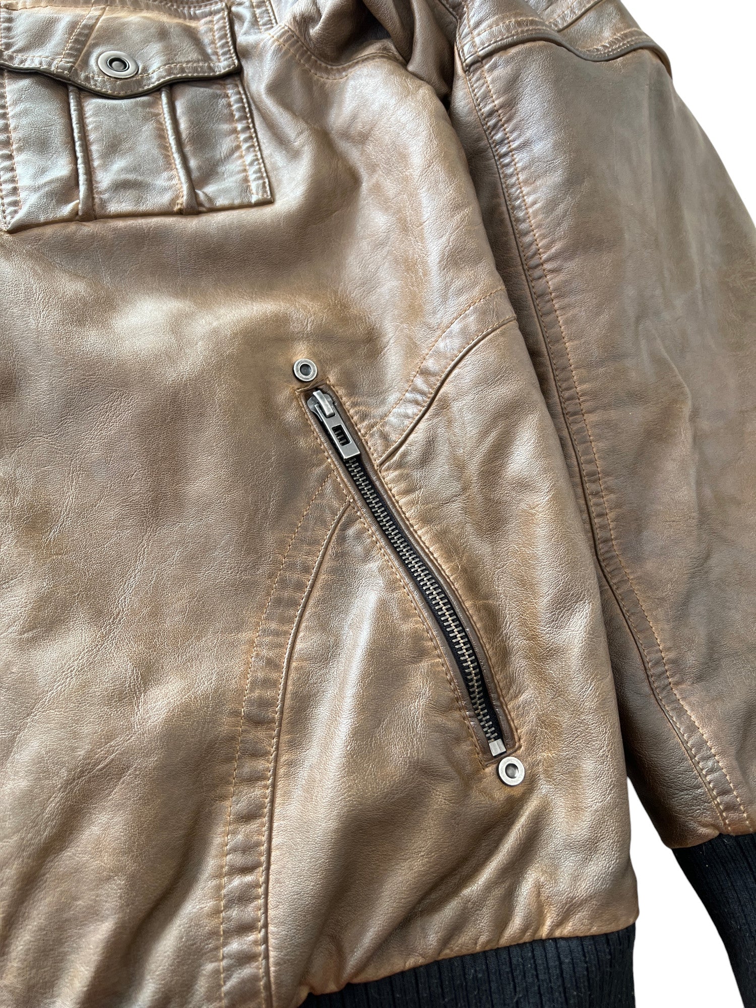 00's Brown Bomber Jacket Vintage Sun Fade Style - cloakerstore