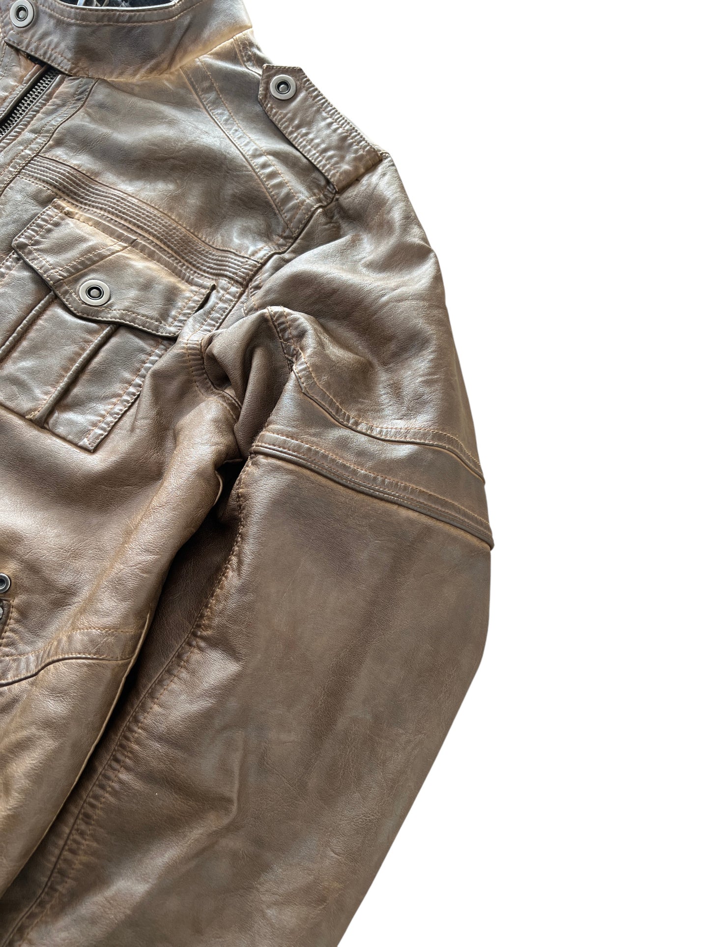 00's Brown Bomber Jacket Vintage Sun Fade Style - cloakerstore
