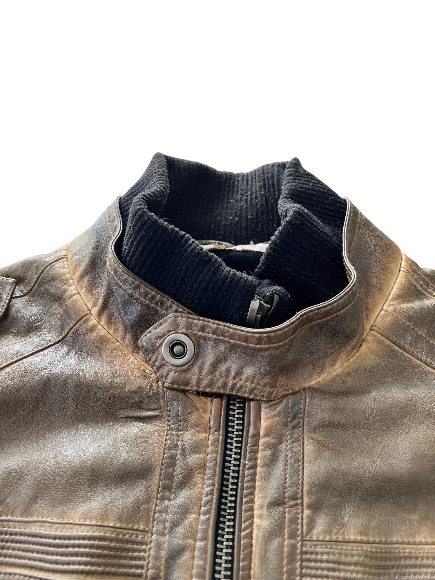 00's Brown Bomber Jacket Vintage Sun Fade Style - cloakerstore