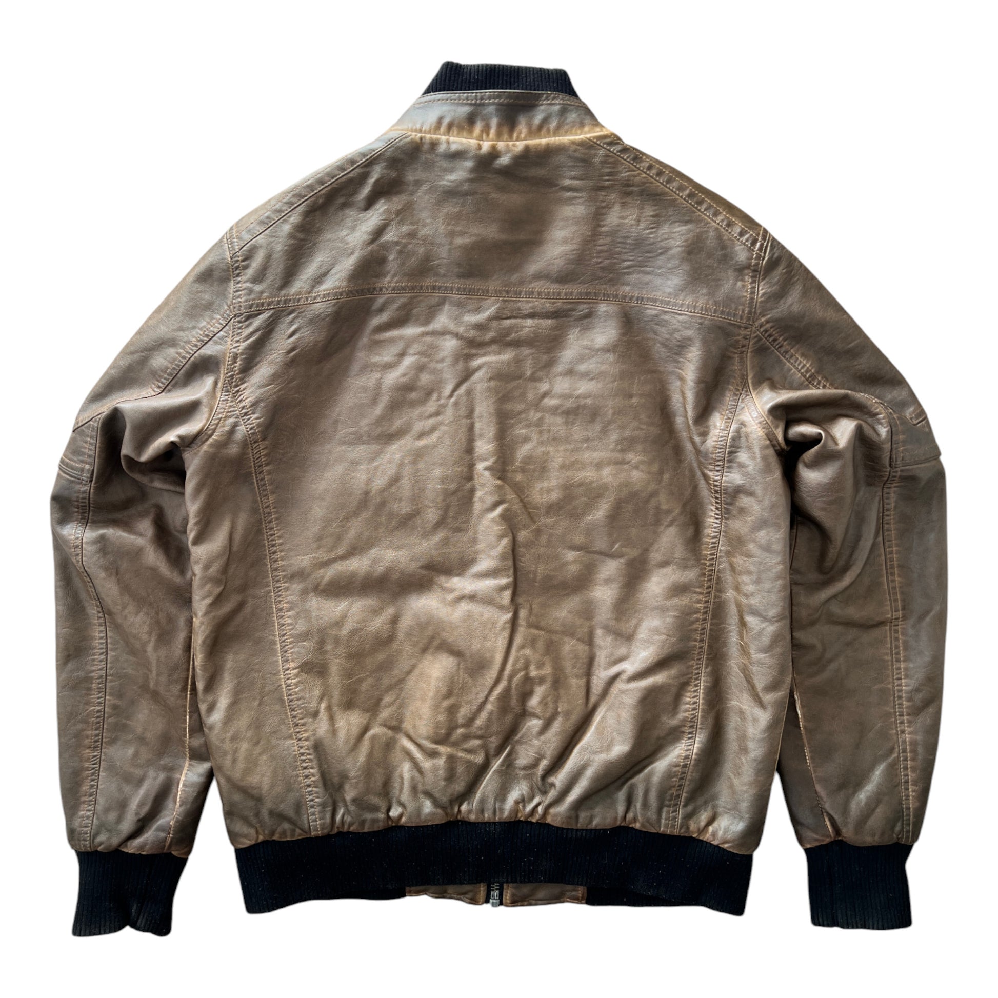 00's Brown Bomber Jacket Vintage Sun Fade Style - cloakerstore