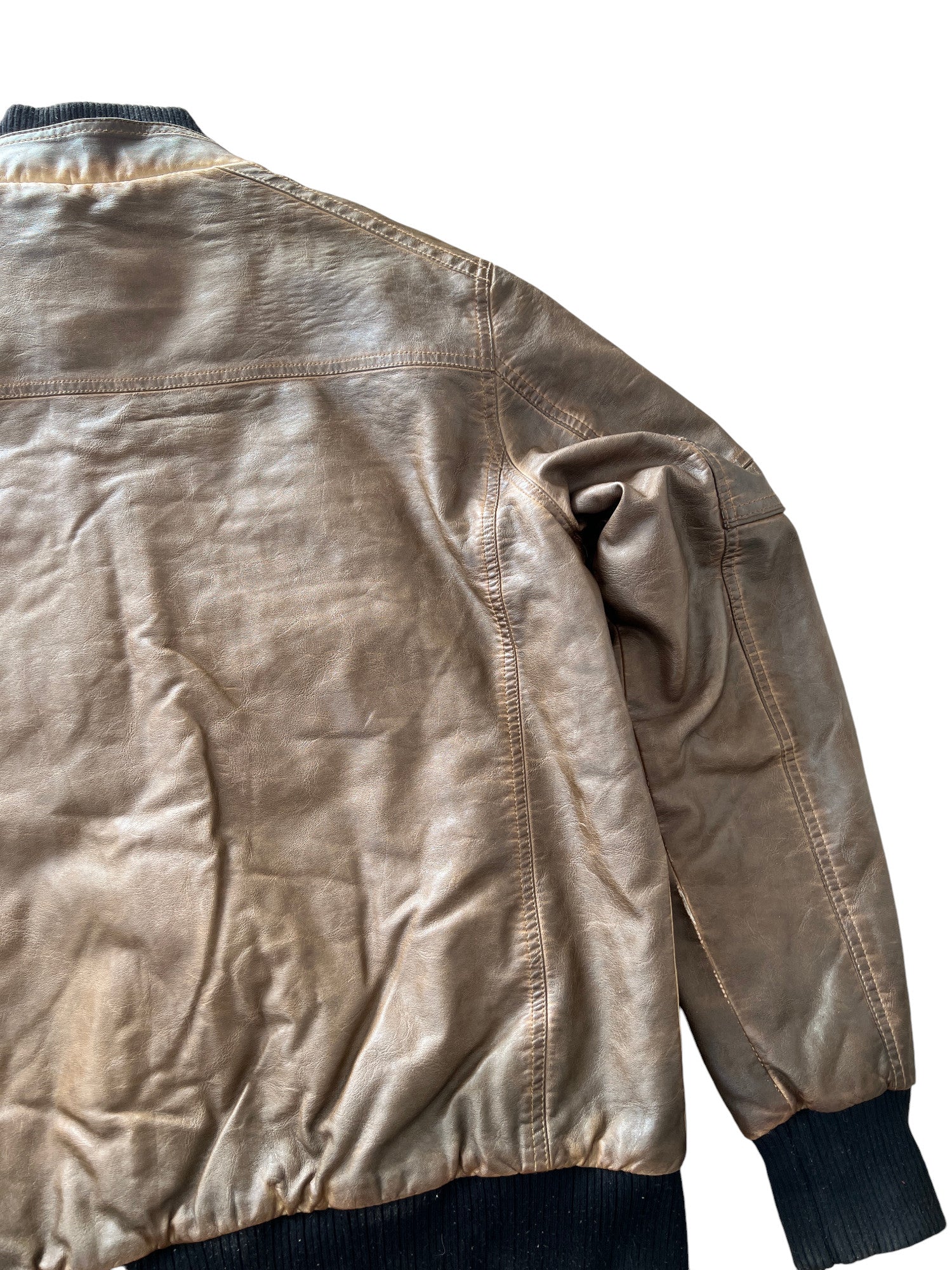 00's Brown Bomber Jacket Vintage Sun Fade Style - cloakerstore