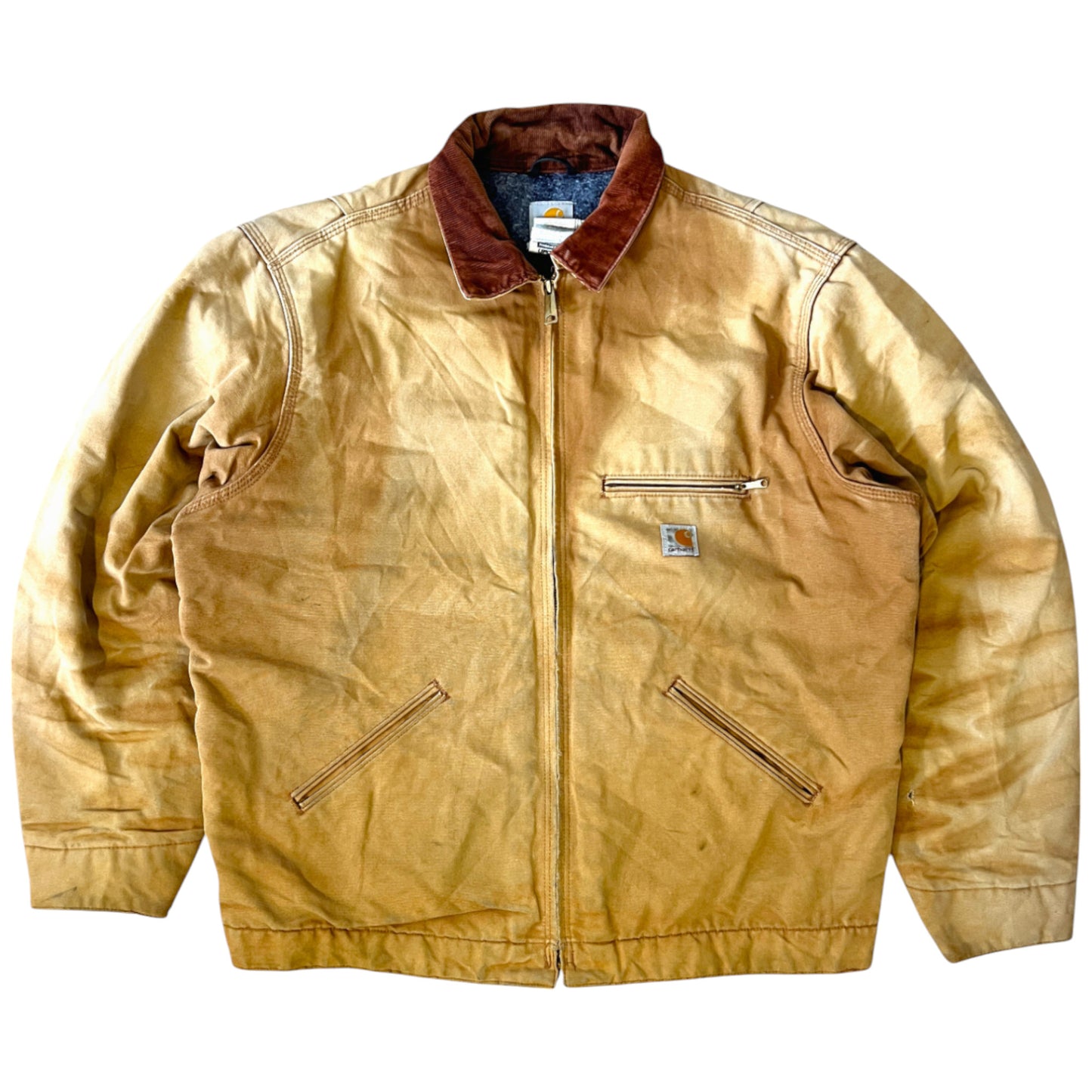 Carhartt Detroit Jacket WorkWear Vintage Distressed Brown - cloakerstore