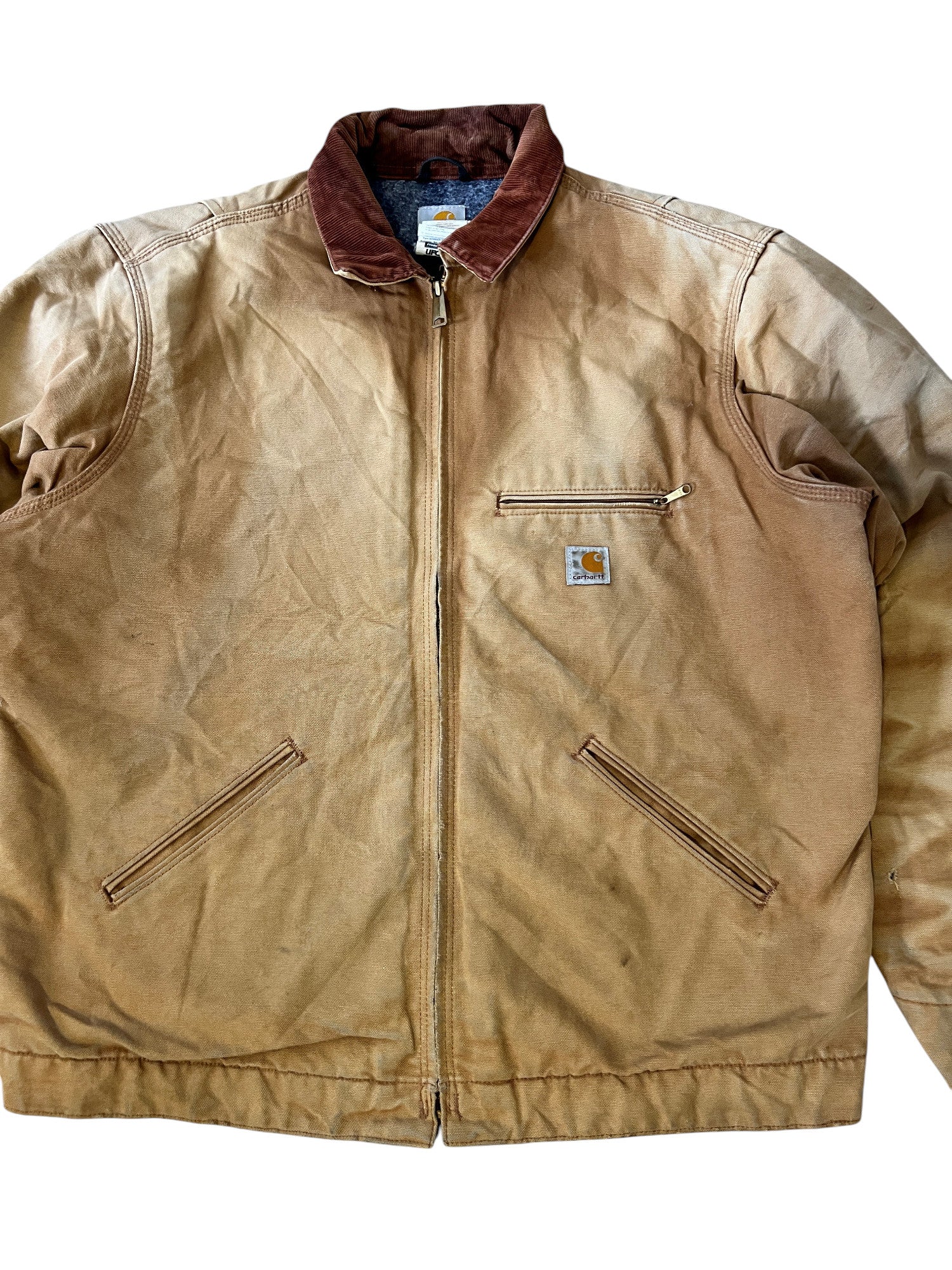 Carhartt Detroit Jacket WorkWear Vintage Distressed Brown - cloakerstore