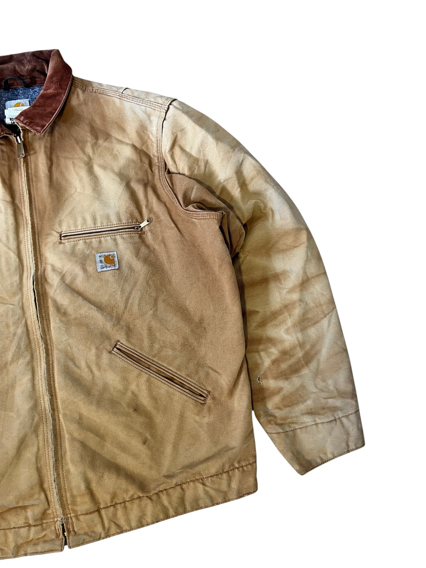 Carhartt Detroit Jacket WorkWear Vintage Distressed Brown - cloakerstore