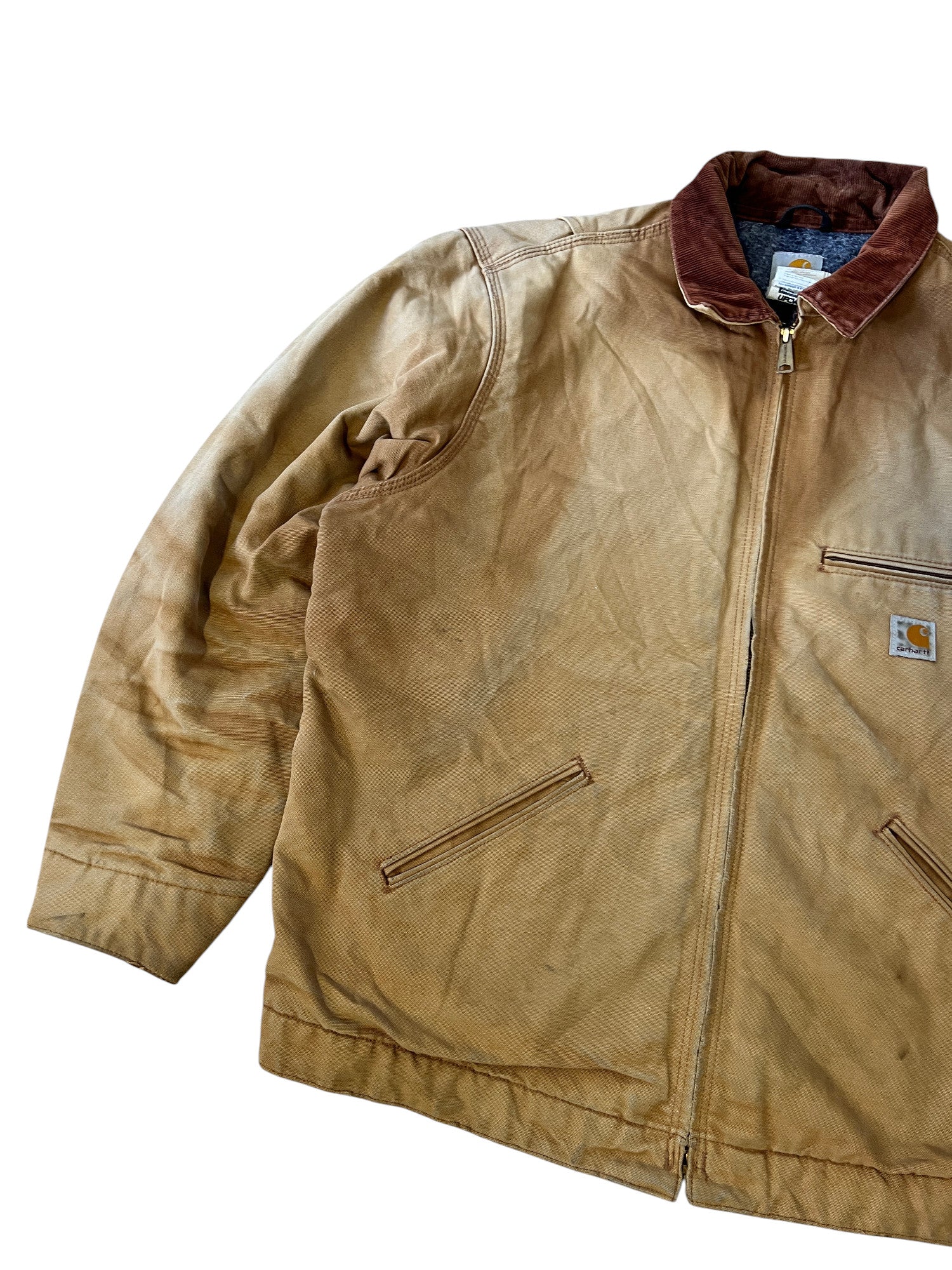 Carhartt Detroit Jacket WorkWear Vintage Distressed Brown - cloakerstore