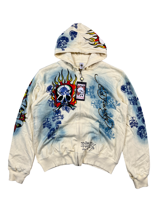 Ed Hardy Flames Skeleton Hoodie - cloakerstore