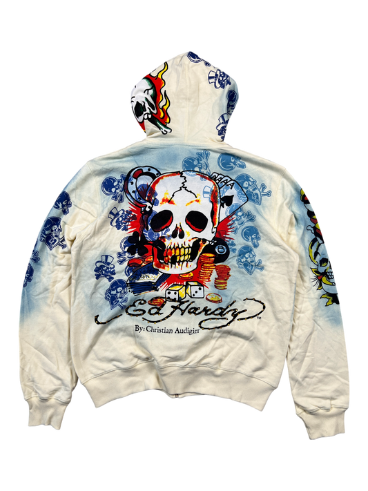 Ed Hardy Flames Skeleton Hoodie - cloakerstore