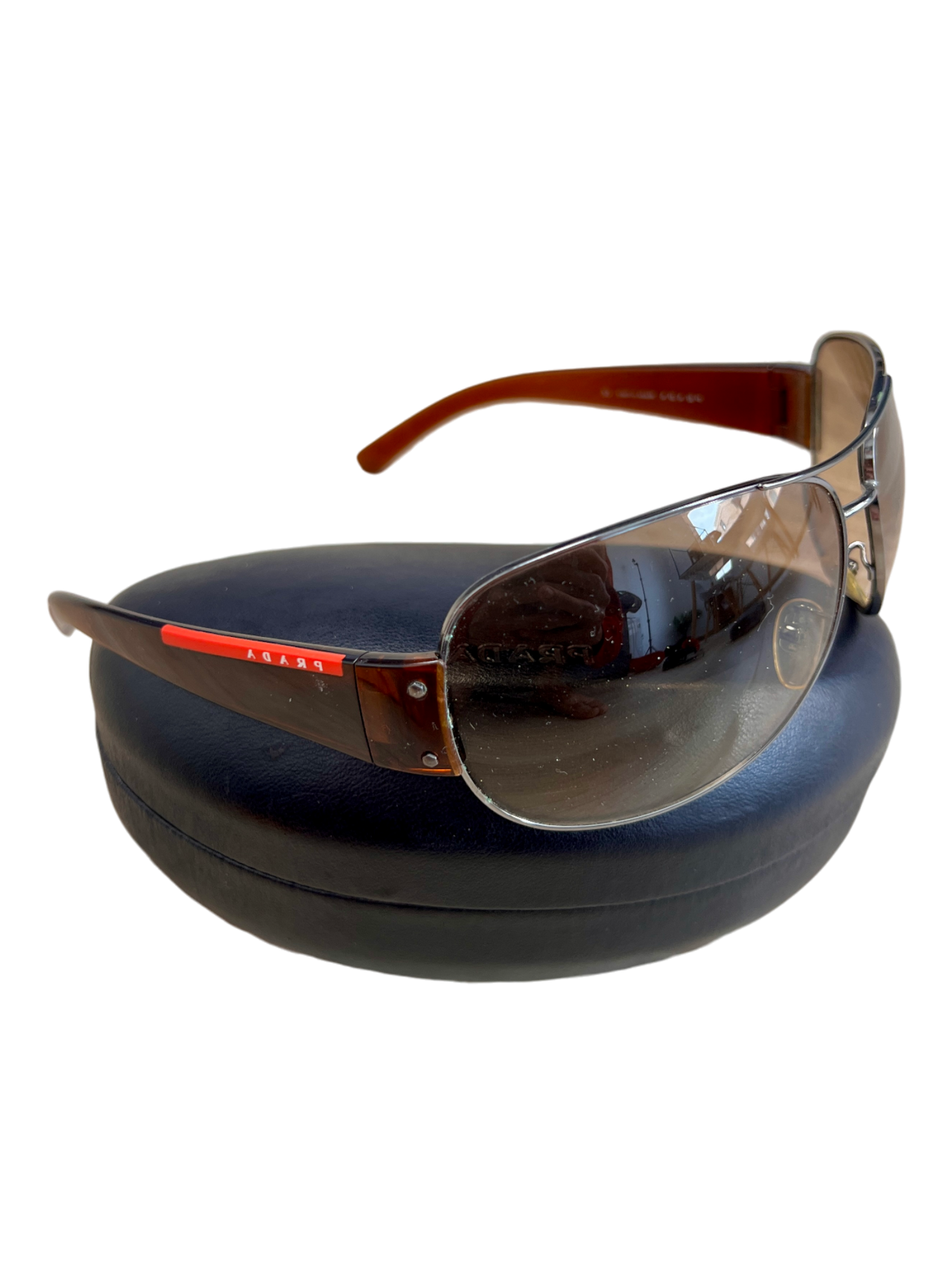 Prada Luna Rossa Sunglasses Brown Shield Mask Brown - cloakerstore