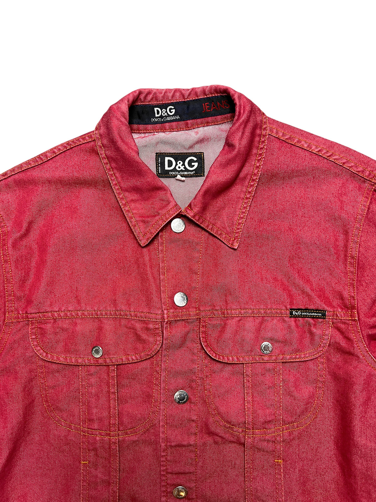 D&G Jeans vintage red denim trucker jacket, size L